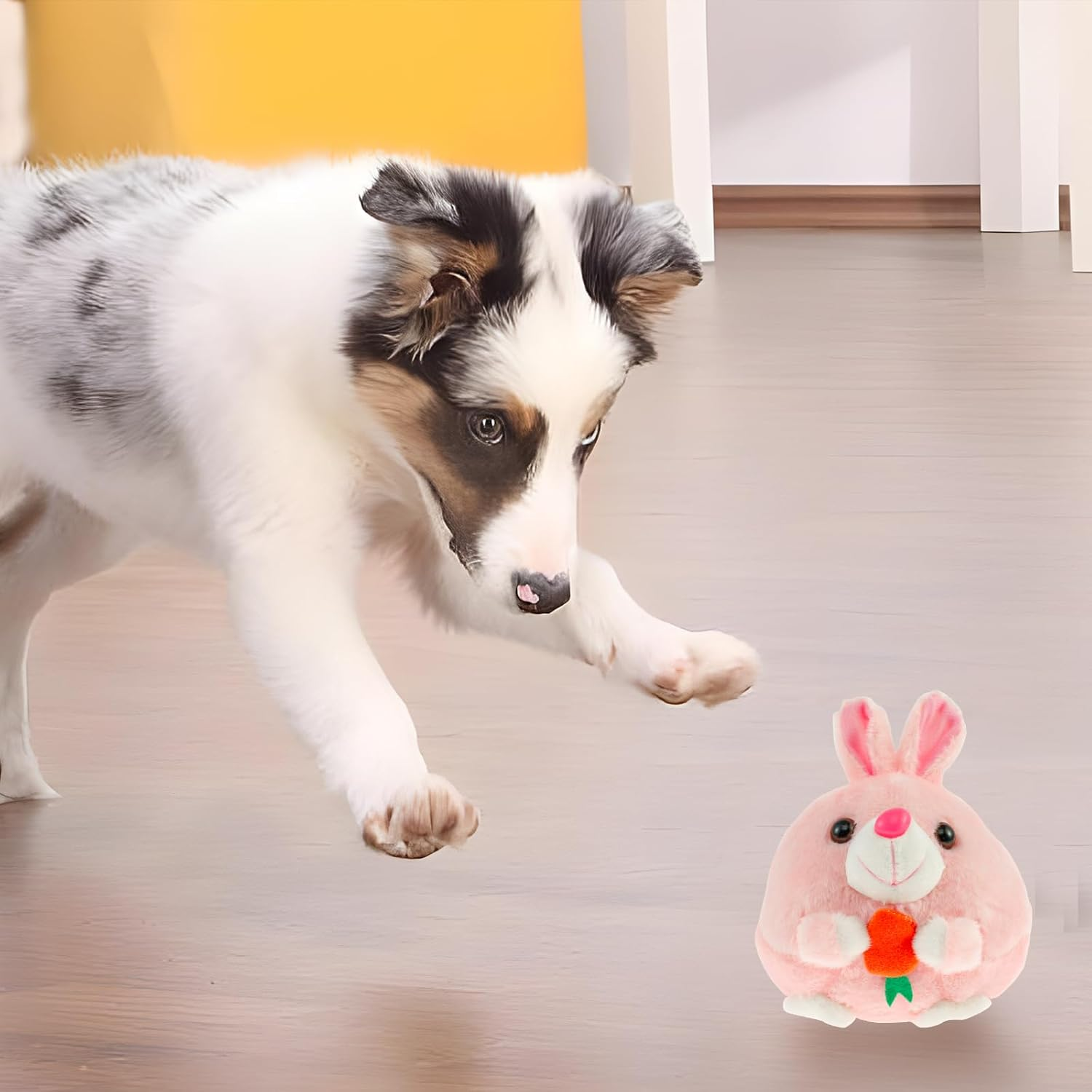 Active Moving Pet Plush Toy Moving Talking Dog Toy with Detachable Cover Cartoon Washable Interactive Dog Plush Toy Fun Sound Electronic Dog Toy Shake Bounce Moving Dog Toy for Dogs (Bunny) - Piggy image number 2