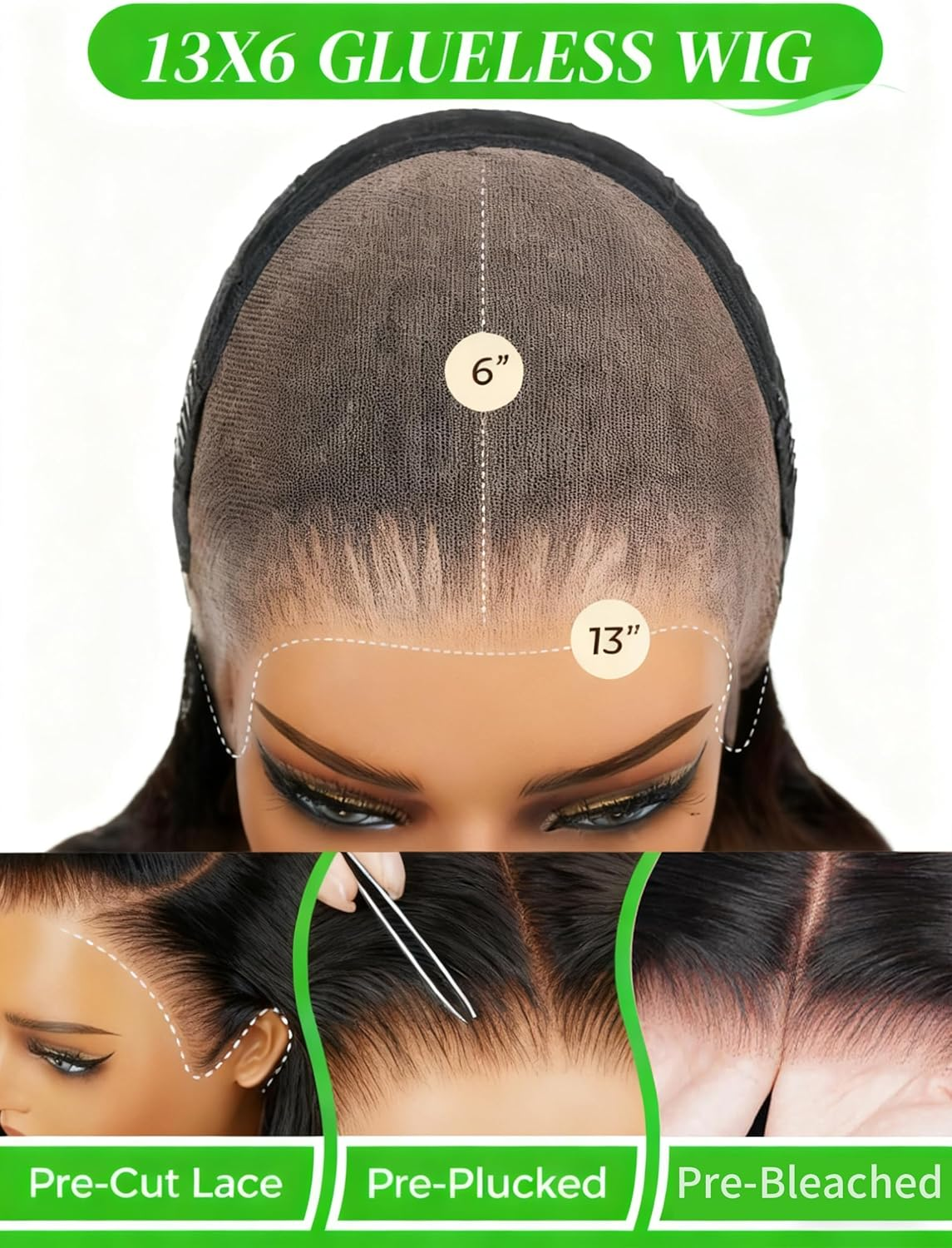 GABRIELLE 20 Inch Drawstring Body Wave Wear and Go 13X6 Lace Frontal Wigs Human Hair 200 Density HD Lace Front Wig Pre Plucked Pre Cut Glueless Wigs for Women Natural Black Glueless Human Hair Wig