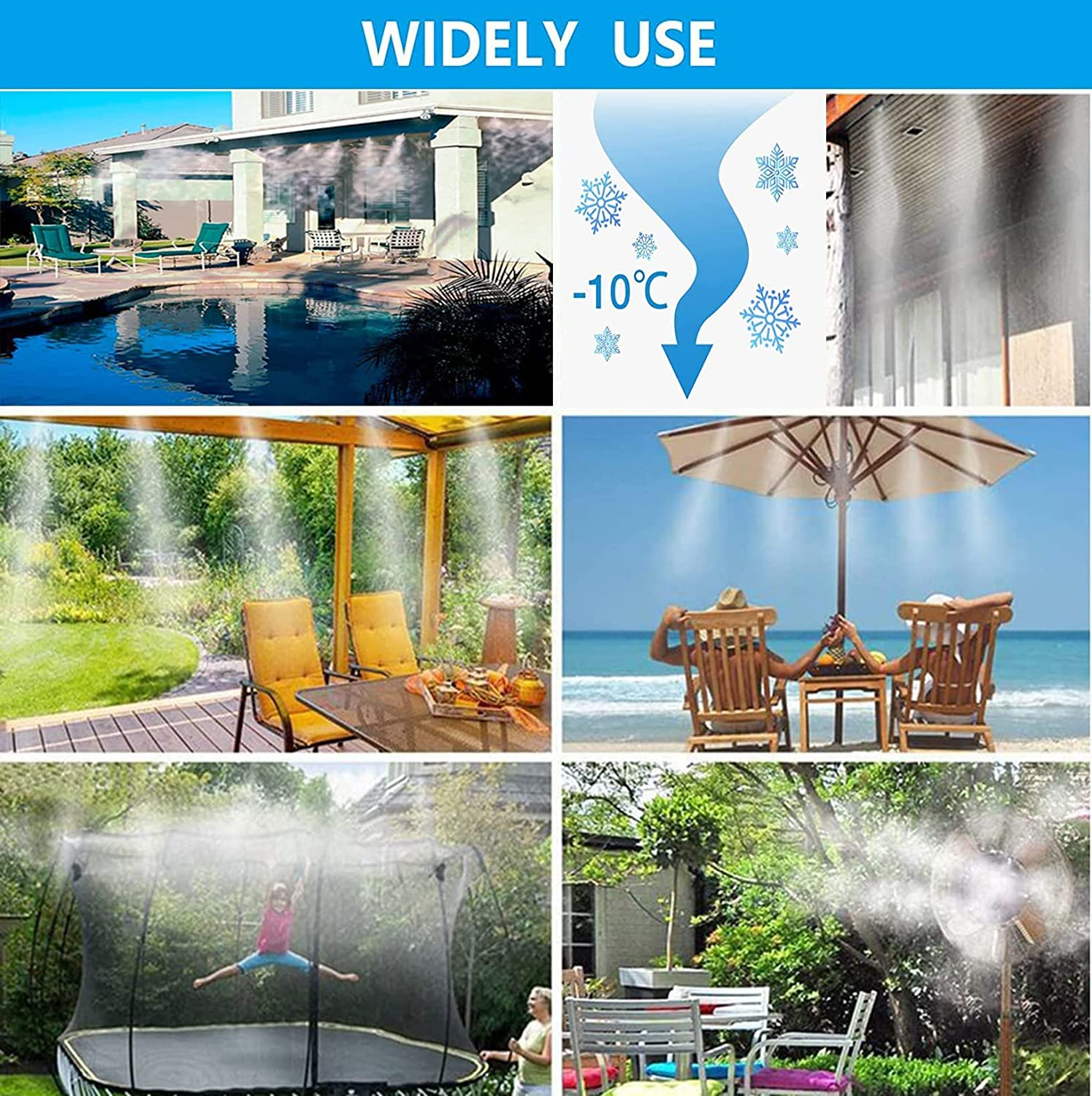 10 Pack Mist Fog Cooling Nozzles 6Mm Slip Lock Mister Water Misting Nozzle for Outdoor Landscaping Patio Garden Trampoline Umbrella image number 4