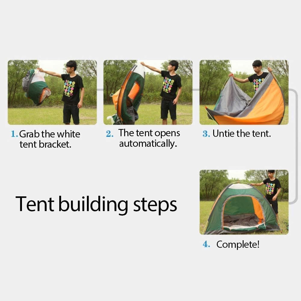 Camping Tent, 3/4 Person Pop up Camping Tent, Outdoor Easy Set up Automatic Travel Tent, Includes Pillow, Moisture-Proof Mat, Night Light, Portable Backpacking Waterproof Anti-Uv Sun Shelter Tent image number 6