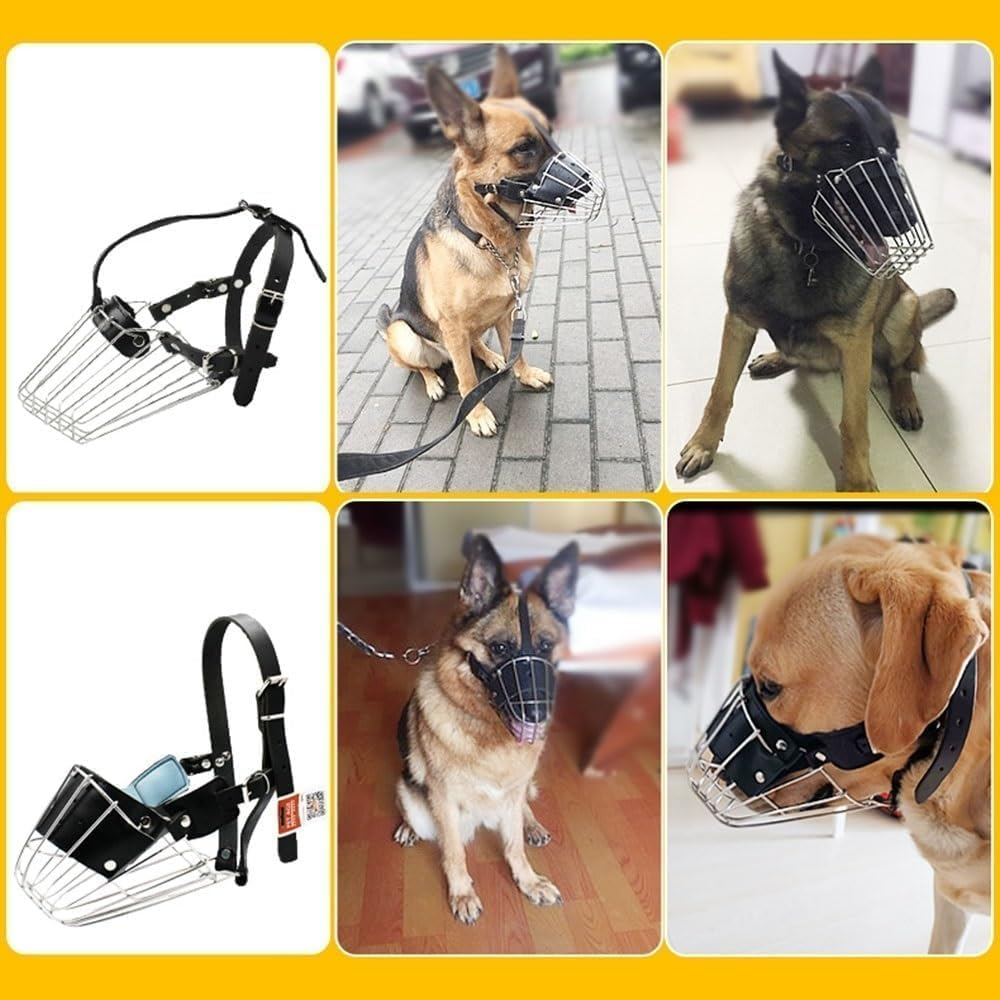 Dog Muzzle Basket Pet Mouth Set Stainless Steel Dog Mask for German Shepherd Belgian Malinois and Rottweiler image number 3