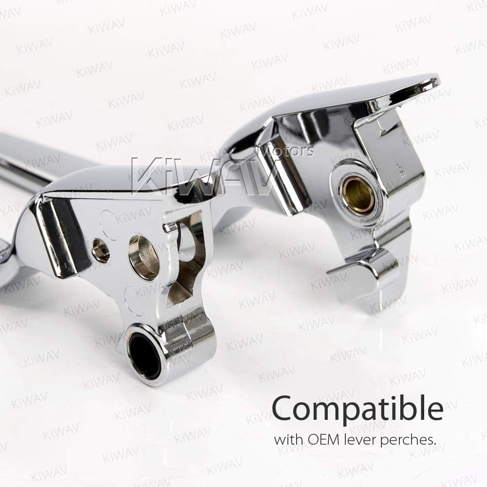 Kiwav Hydraulic Brake and Cable Clutch Hand Control Levers Clean Look Chrome Compatible for Harley Davidson '15-'24 Softail&reg; Models