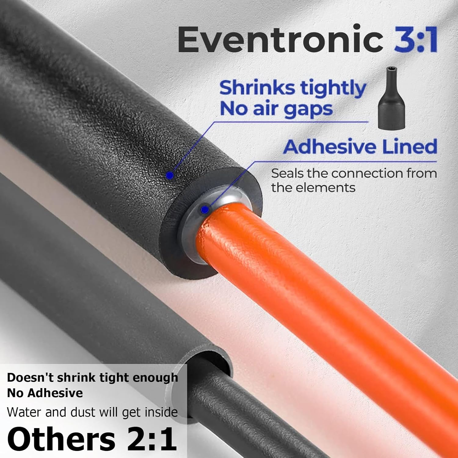 400 Pcs Heat Shrink Tubing Kit, Adhesive Line inside 3:1 Ratio Shrinkable, 7 Size 2 Color Waterproof Wire Cable Wire Heat Shrink Sleeves for Electric Cables with Plastic Storage Case image number 4