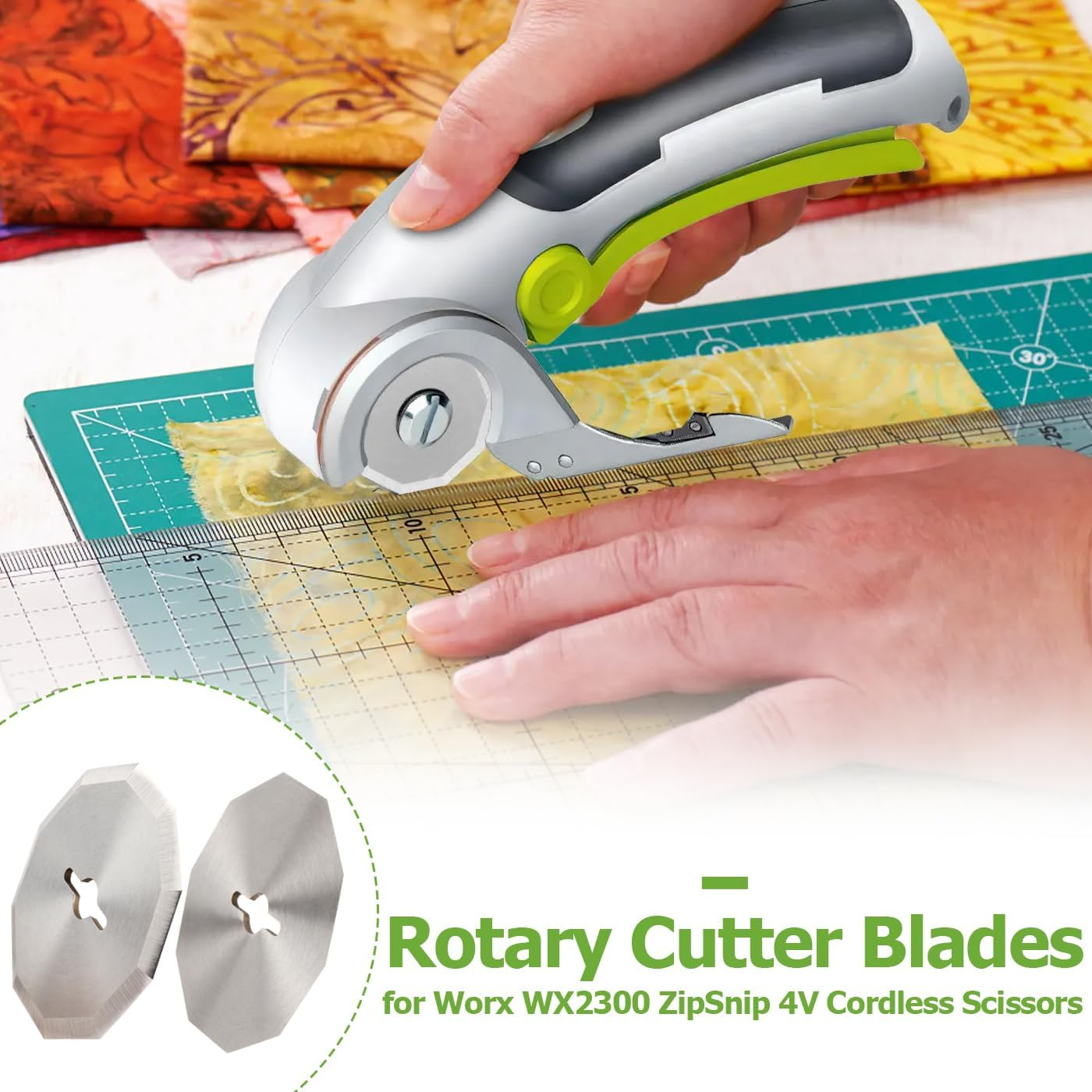 Bestgle 3 Pcs Replacement Rotary Cutter Blades Compatible with Worx WX082L 4V Zipsnip Cordless Electric Scissors, 10 Sides Cutting Rotary Knife Blade Refill for Fabric Cutting Quilting Sewing Tool image number 4