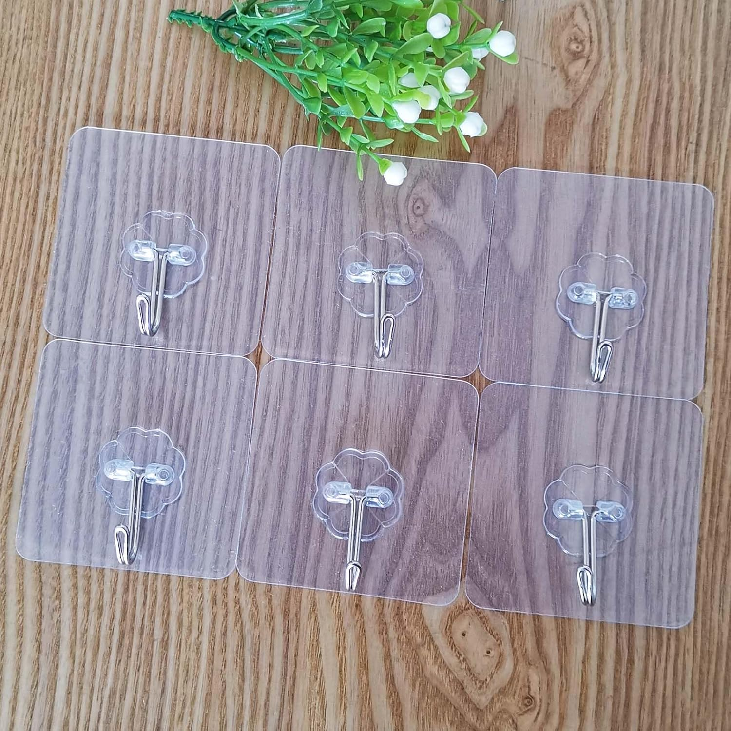 FANGZIDM 6PCS Adhesive Hooks No Nails Waterproof Wall Hooks Hangers for Coats Scarfs Towels Bags Keys in Bathroom Kitchen Office image number 3