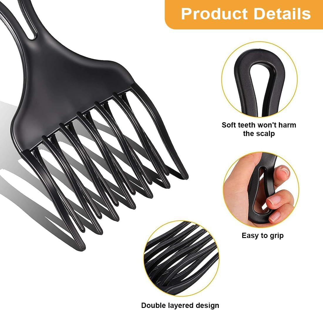 OUDQFCJ Finger Styler Afro Comb Coarse Hair Comb Plastic Comb Natural Curls Perm Strands image number 3