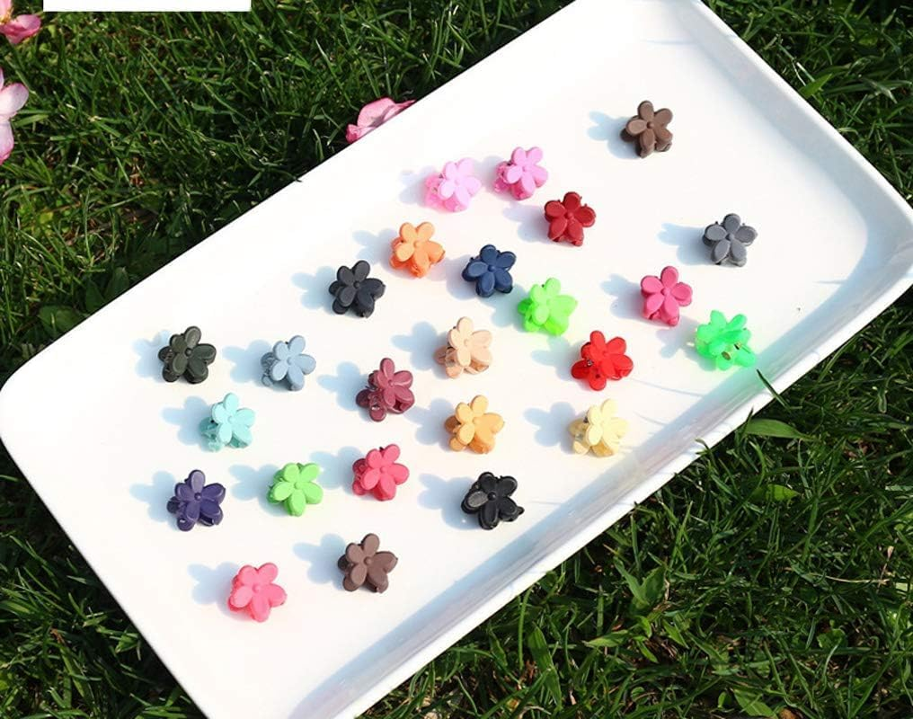 100 Pcs Mini Colorful Hair Claw Clips,Colorful Plastic Mini Hair Claw Clips Flower Hair Bangs Pin Girl Hair Accessories Clips(Random Color) image number 4