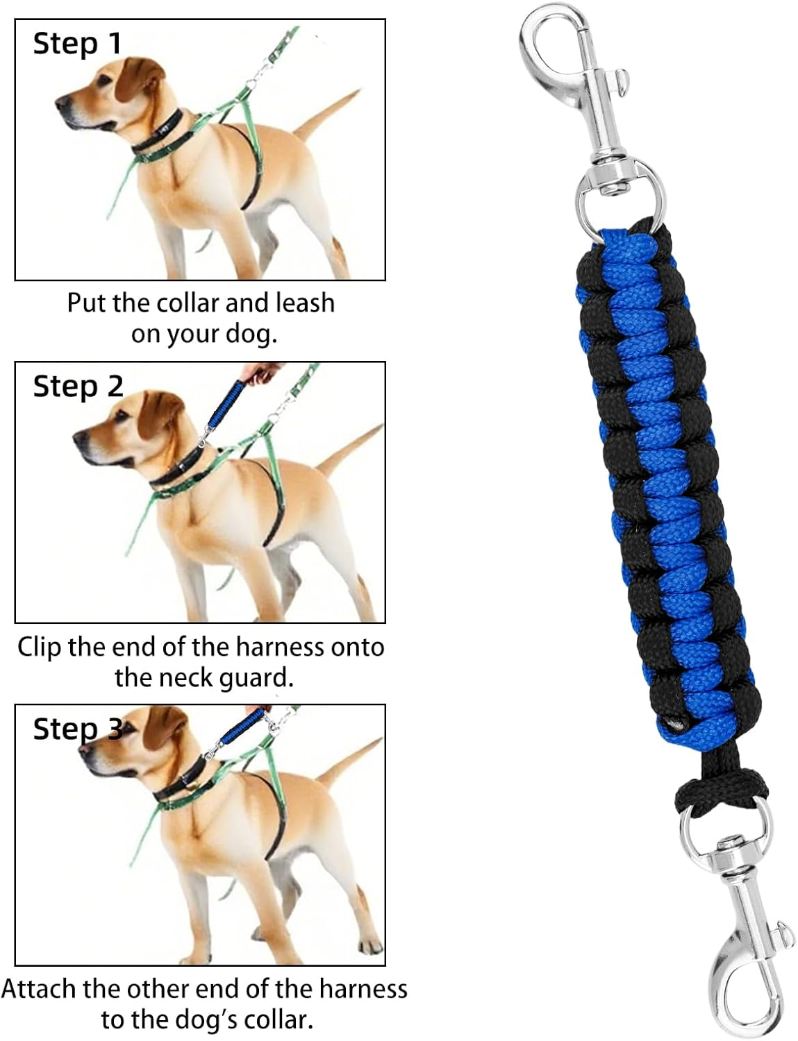 2Pcs Dog Prong Collar Safety Clip, 17.5Cm/6.89In 360&deg; Rotating Dog Collar Strap Pet Leash Extender for Harness Connector Double Clip Pet Essentials for Walking Running Hiking image number 1