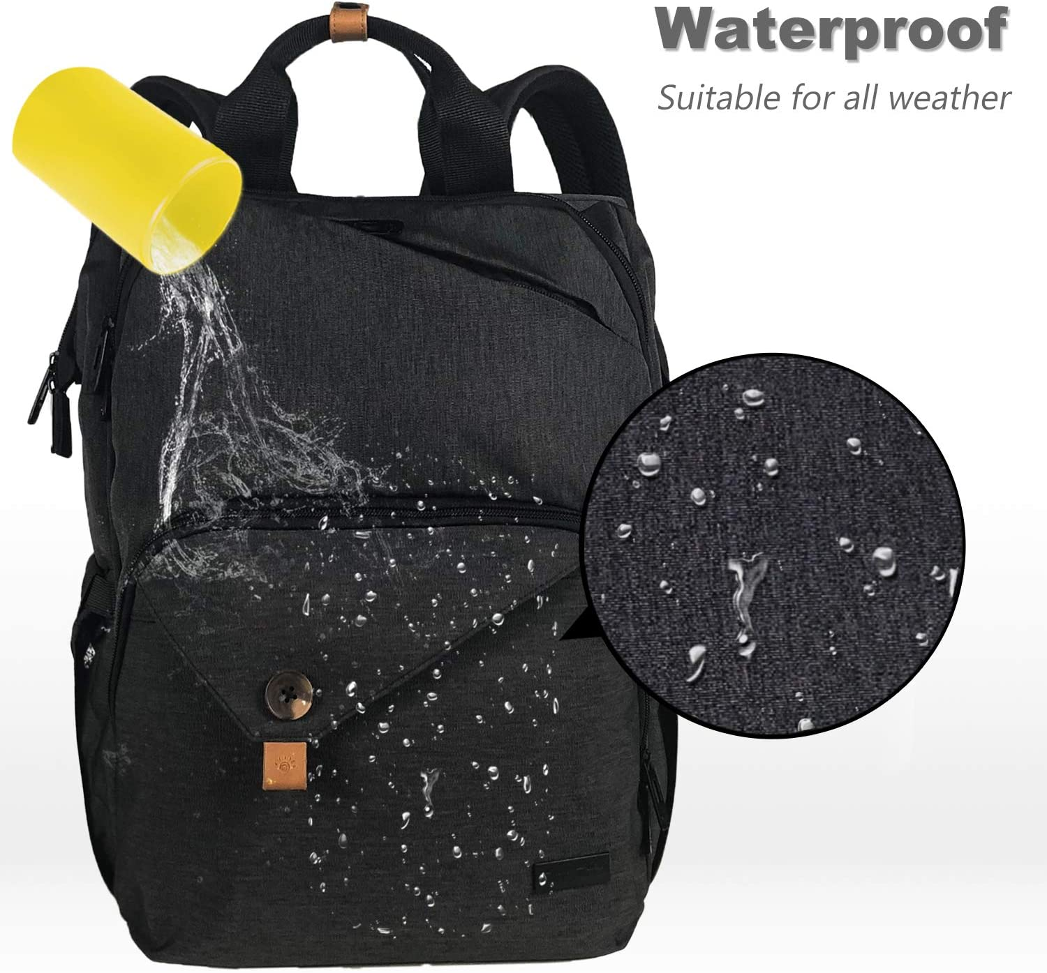 Hap Tim Baby Diaper Bag Backpack Large Capacity Double Compartment with Stroller Straps,Waterproof Nappy Bag Backpack for Newborn Mother/Father(Au7340-Dg) - Grey image number 7