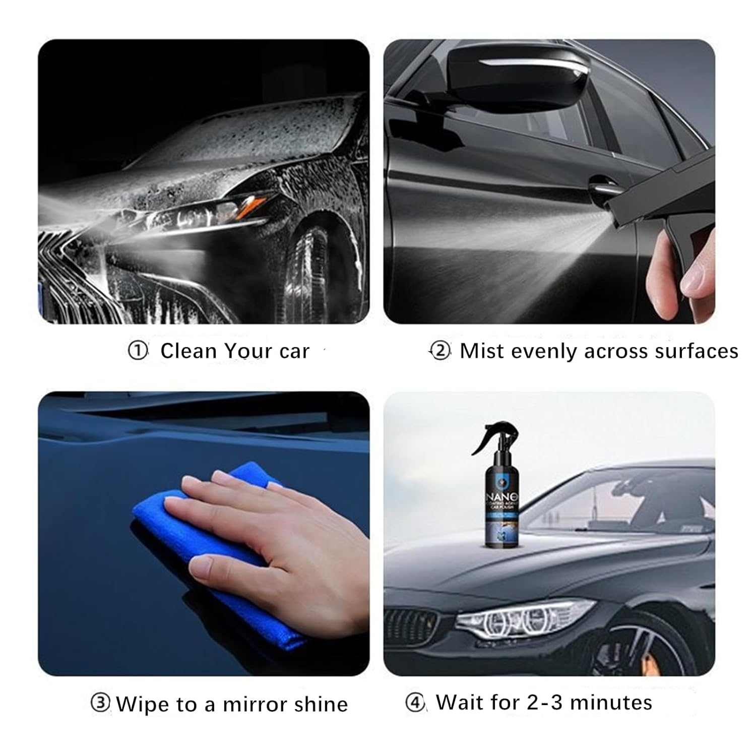 Nano Ceramic Coating, Anti-Scratch Automotive Ceramic Coating for Cars Liquid Car Glass Coating Hydrophobic Paint Sealant Protection,300Ml image number 6