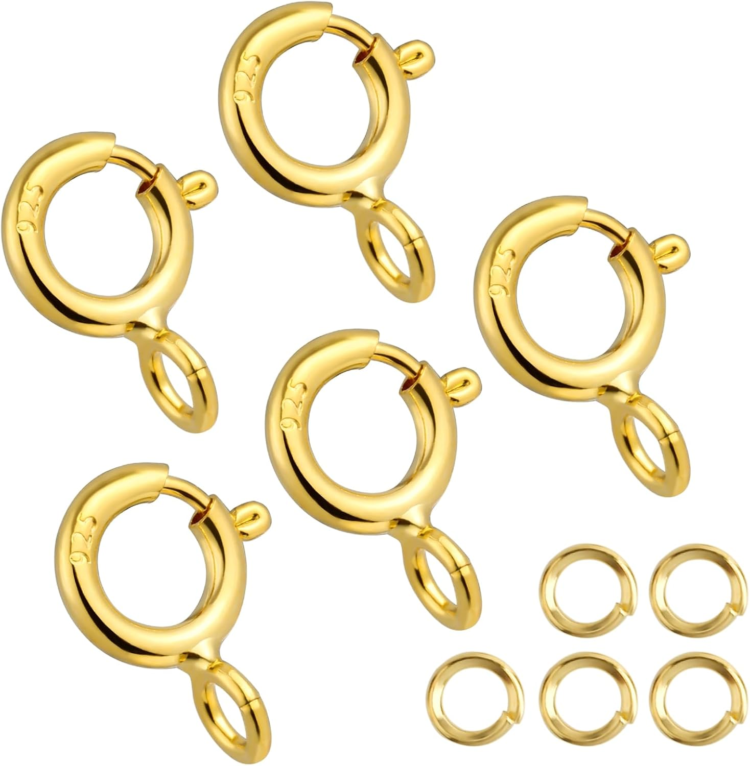 925 Sterling Silver Necklace Clasps - 5Mm Spring Clasps for Jewelry Making, Sterling Silver 4Mm Jump Rings, Jewelry Clasps and Closures, Suitable for Jewelry Making Necklace (Sterling Silver)