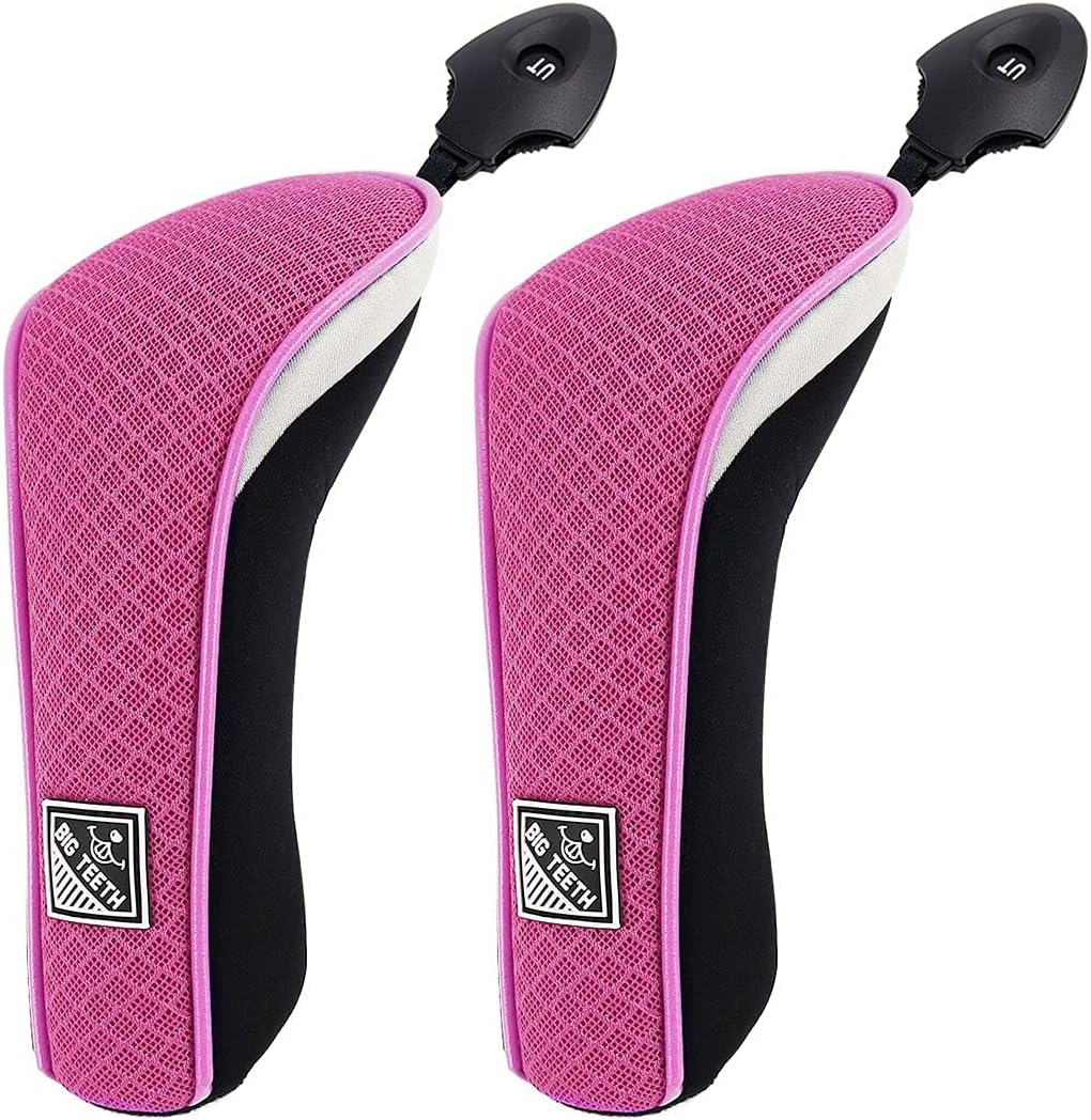 Big Teeth Golf Hybrid Head Covers Set Headcovers Utility UT Club Protector Meshy with Interchangeable Number Tag (2 Pcs)