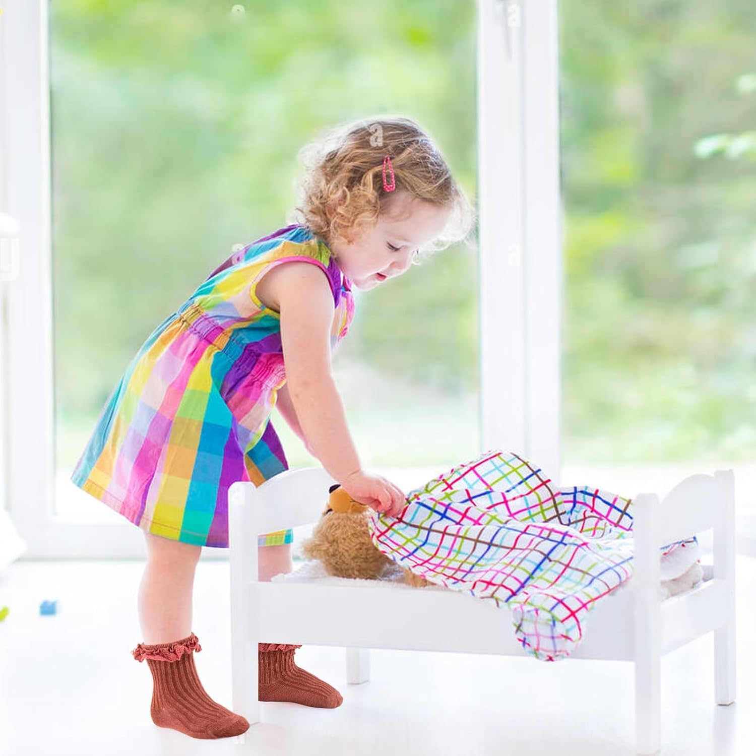 JDFHFGB Toddler Girls Ruffle Socks anti Slip Grippy Socks,Cute Skid Frilly Sock with Grips for Infant Baby Girl image number 4