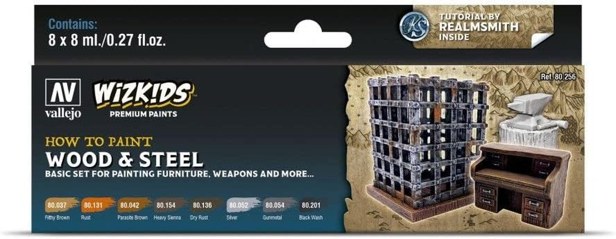 Vallejo Wizkids Premium Paint Wood and Steel 8 Piece Colours Set