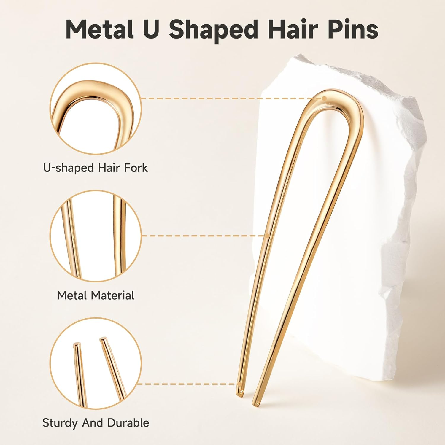 3 PCS French Hair Pins for Women - French Twist and Buns, Elegant Gold Hair Accessories