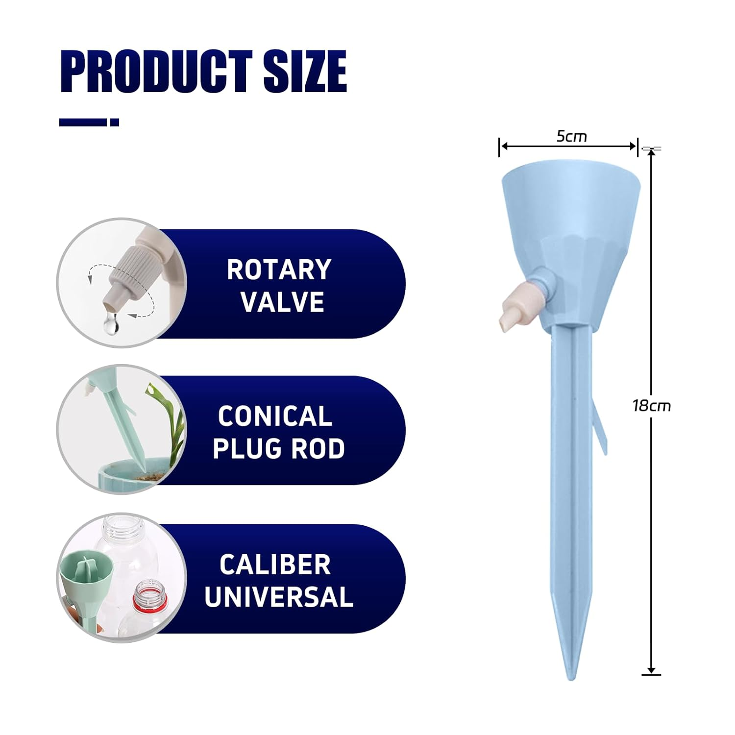 12 Pack Self Watering Spikes for Plants Adjustable Drip Irrigation System with Control Valve,Automatic Plant Watering Devices for Indoor Outdoor Potted Plants,Vegetables & Flowers,Blue image number 1