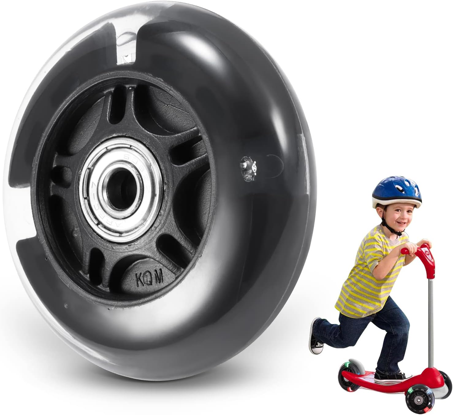 Scooter Replacement Wheels, LED Flash Wheel 80MM, Mini Maxi Micro Scooter Skate Wheels Flashing Roller Lights Back Rear ABEC-7 80MM for Kids & Teens Indoor Outdoor Skating (1Pc) image number 4