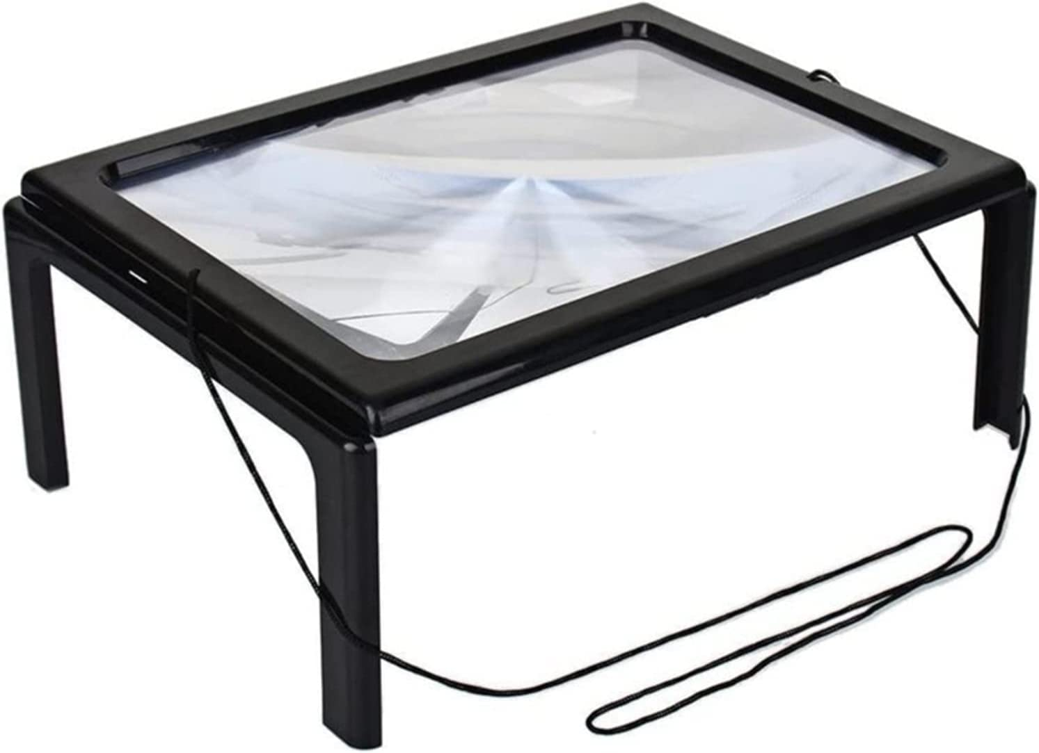 Full Page Magnifier Magnifying Lens Rectangular 3X with 4 LED Lights Illumination Neck Cord Fold Handheld Hands-Free Magnifier with Stand Ideal for Seniors,Children,Low Vision,Reading Books,Newspapers image number 2