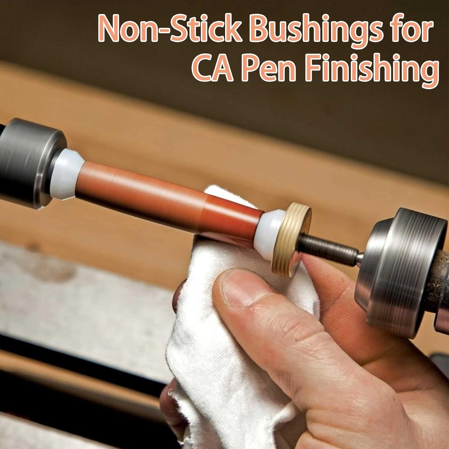 PAGOW 20 Pack Pen Bushings,White Non-Stick Pen Bushing for CA Finishing Pen Turning(0.43Inch/11Mm Height,0.55Nch/14Mm Diameter) image number 2