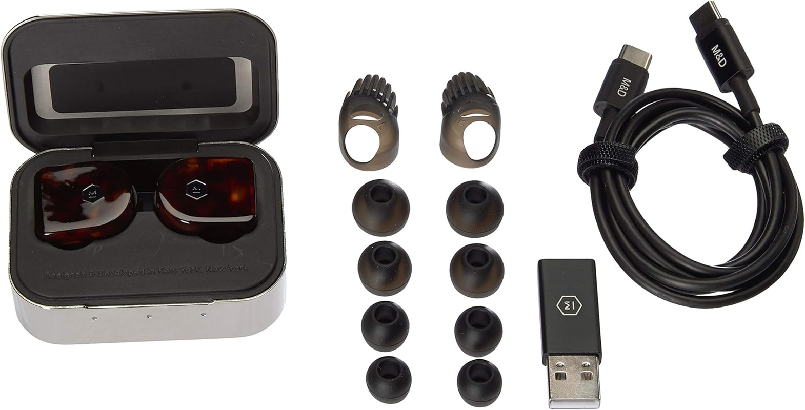 Master & Dynamic MW07 True Wireless In-Ear Earphones, with Stainless Steel Charging Case, Tortoise Shell - Grey Terrazzo image number 5