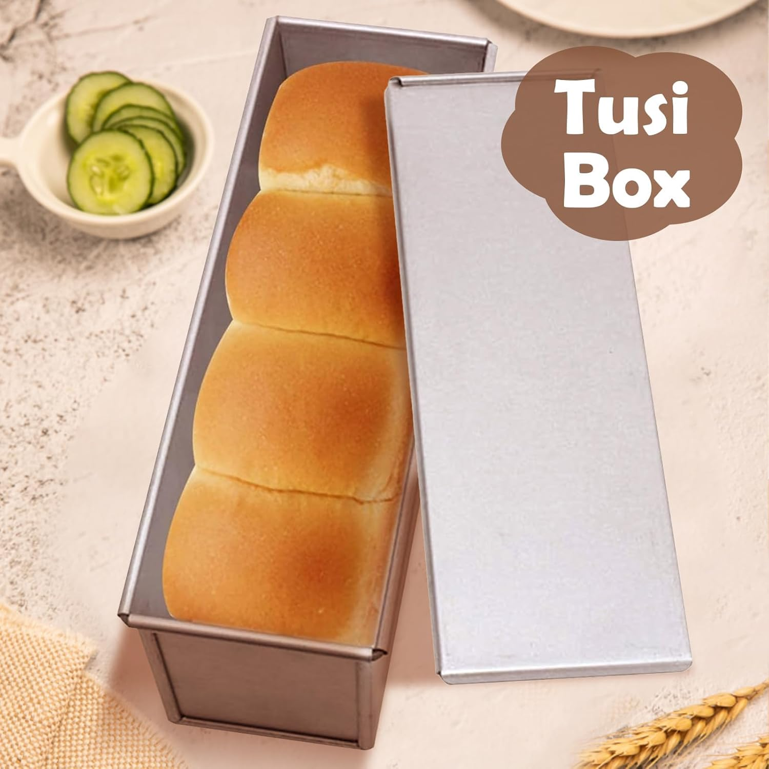 SKTMH 750G Loaf Pan with Cover, Bakeware Aluminized Steel Pullman Baking Mould Cake Toast Bread Mold, Nonstick & Quick Release Coating for Baking Bread Toast for Home Baking (13 X 4 Inch) image number 5