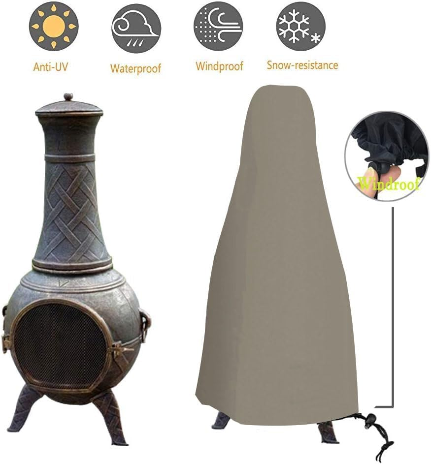 Chiminea Covers Waterproof, Protective Fire Pit Heater Cover, Outdoor Patio Chiminea Caps, Outdoor Patio Chiminea Covers Durable for Clay Chiminea image number 3