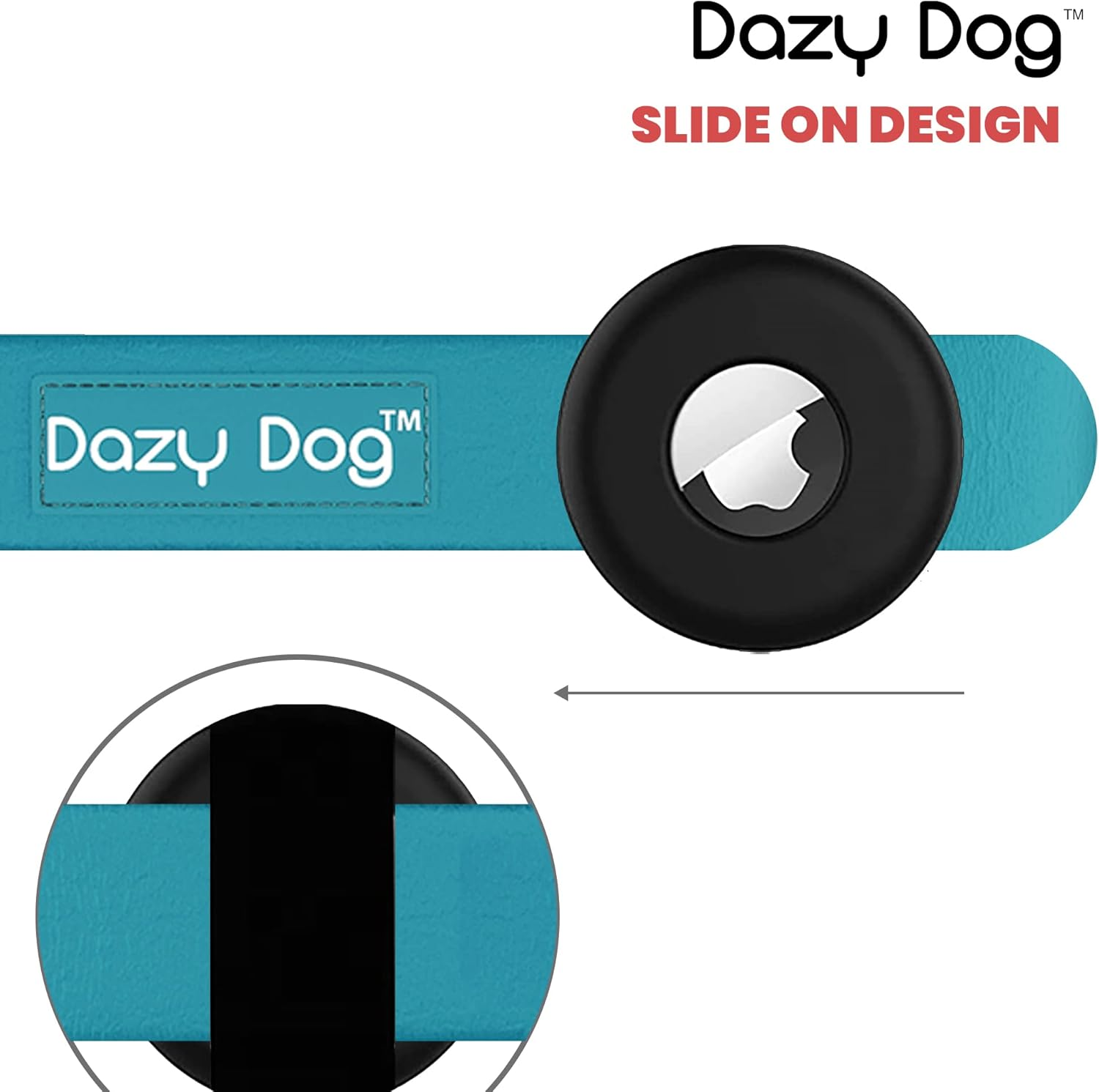 Dazy Dog Airtag Dog Collar Holder - Silicone Pet Collar Case for Apple Air Tag - Compatible with Most Collars - Dog GPS Tracker Cover
