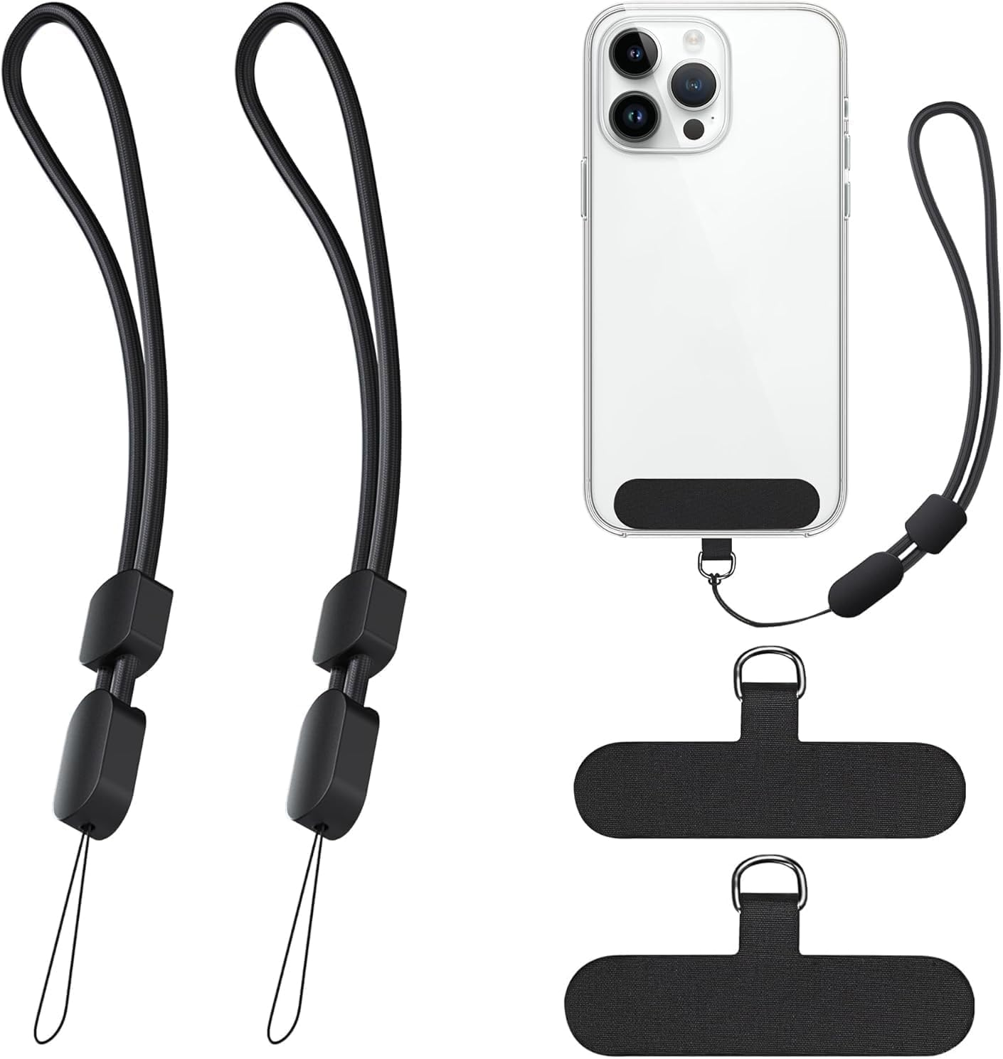 XILIYAI 2 Pack Black Nylon Classic Phone Lanyard Wrist Strap, anti Theft Strap, Compatible with Iphone and Most Cell Phones