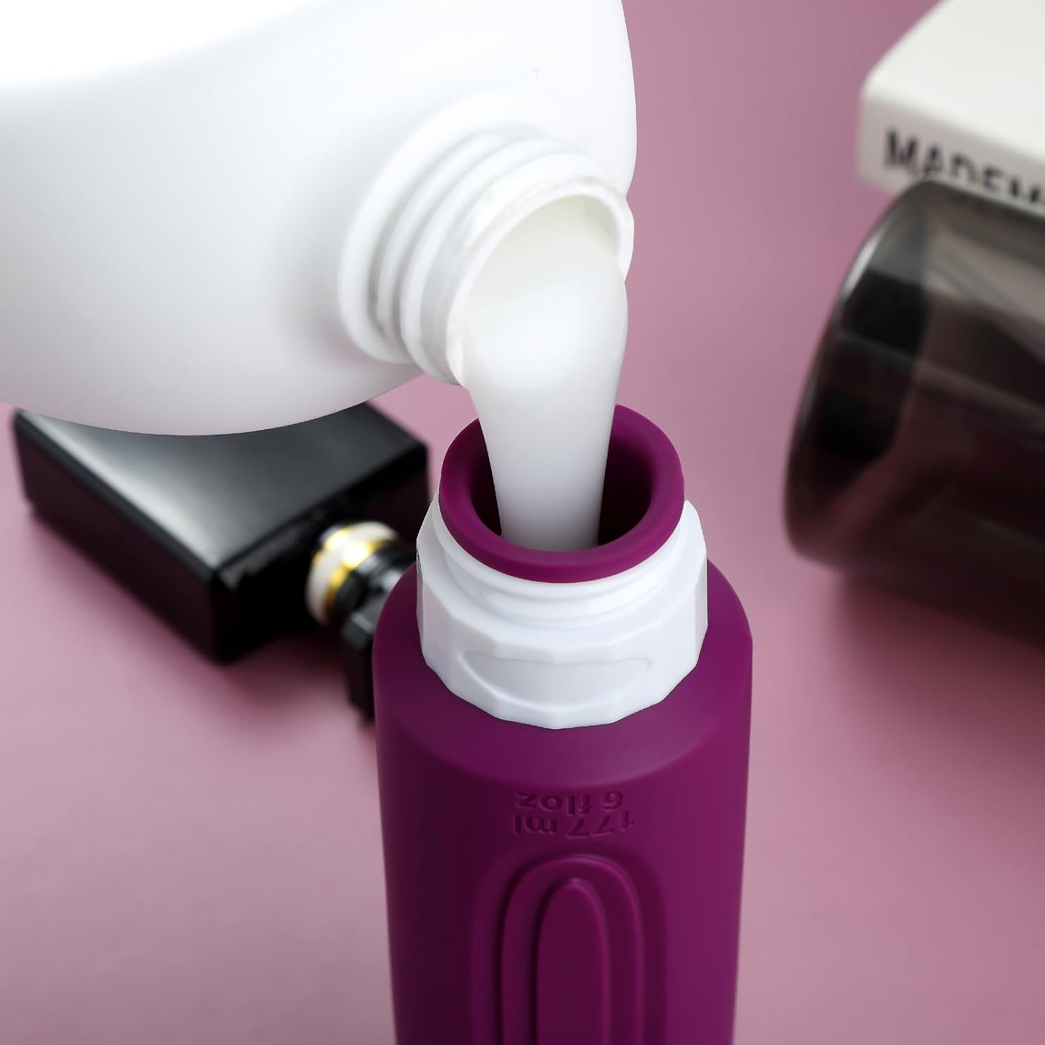 Mrsdry Travel Bottles for Toiletries, Large 6Oz Oversize Containers, BPA Free Leak Proof Tubs Refillable Liquid Traveler Accessories with Toiletry Bag for Cometic Shampoo and Lotion Soap (4 Pack) image number 4