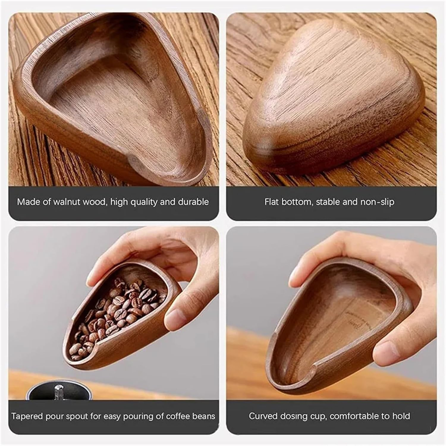 Solid Wood Walnut Coffee Beans Dose Trays Bean Shovel Scoops Measure Tea Separator Vessel Espresso Kitchen Tools(Sapele) image number 5
