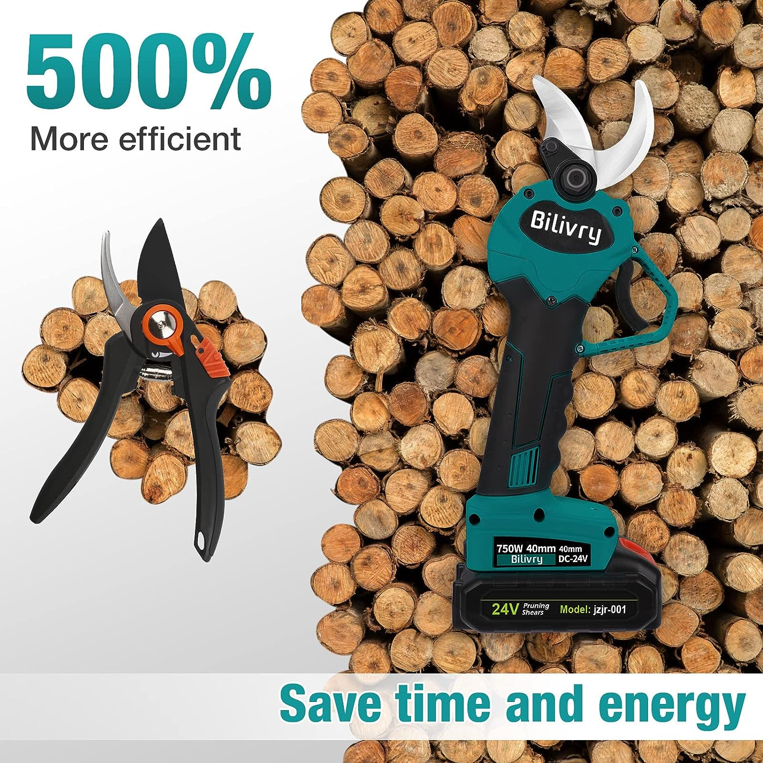 Electric Pruning Shears Cordless Secateurs - Tree Branch Cutter Electric Scissors Battery Pruning Shears Max 40Mm Cutting Diameter Professional Pruning Tools (Blue) image number 2