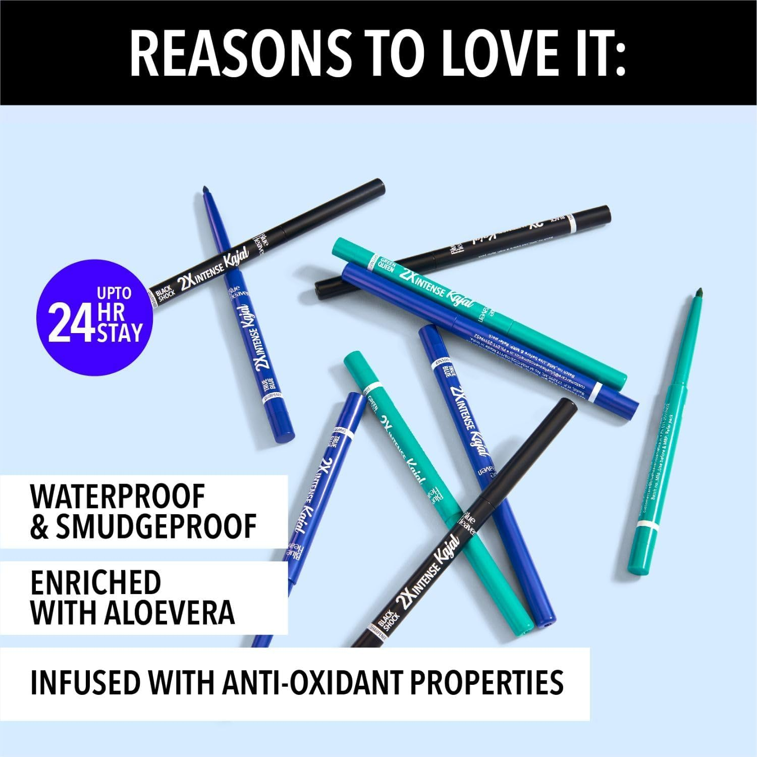 Blue Heaven Soft Kajal Eyeliner, Blue, 0.31G image number 3