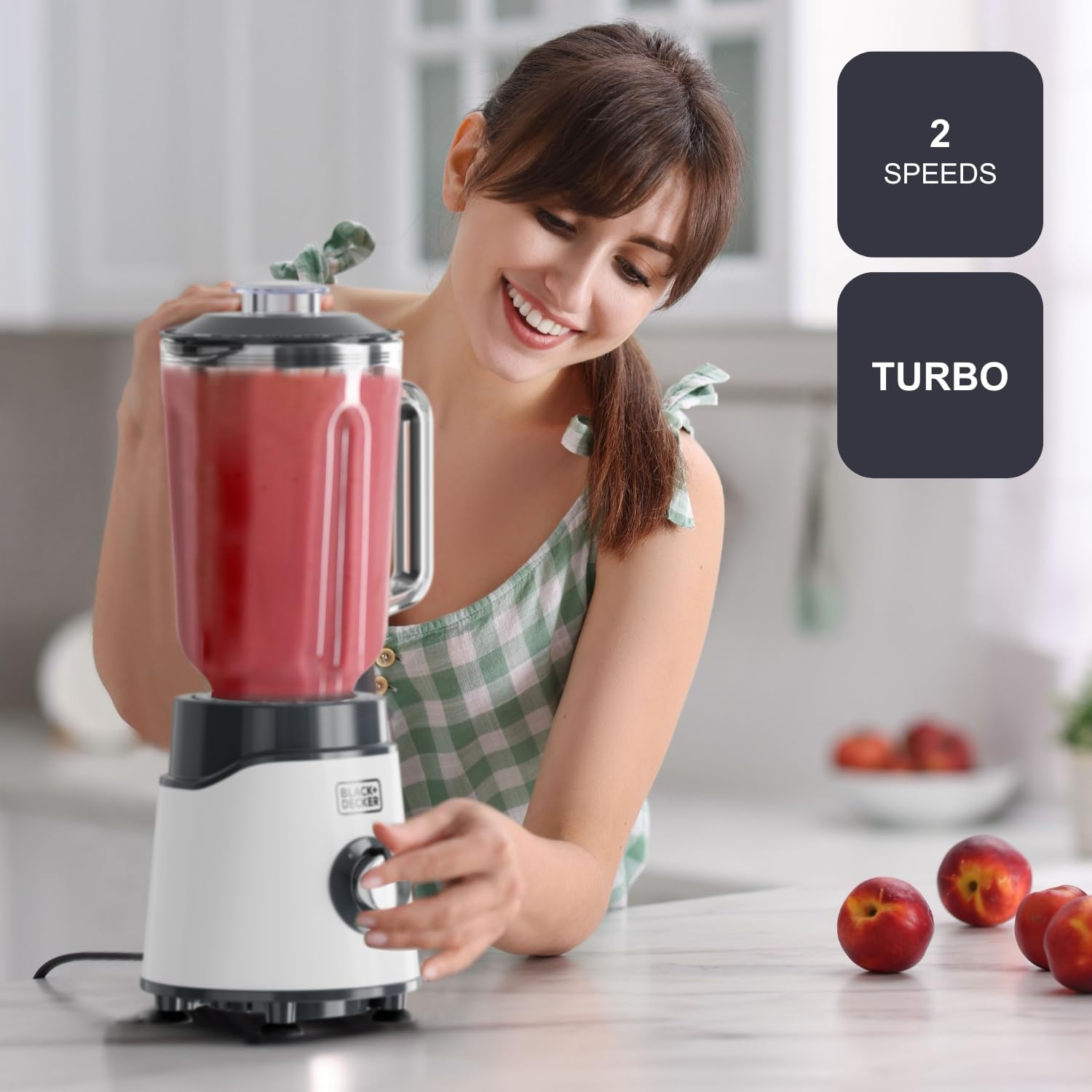 Black+Decker &ndash; Blender BXJB1002E 1000W | Glass Jug 1.5L | 4-Blade Stainless Steel Blades | Ice Crush Repeller Function | 2 Speeds + Pulse | Dishwasher Safe | Safety System image number 2