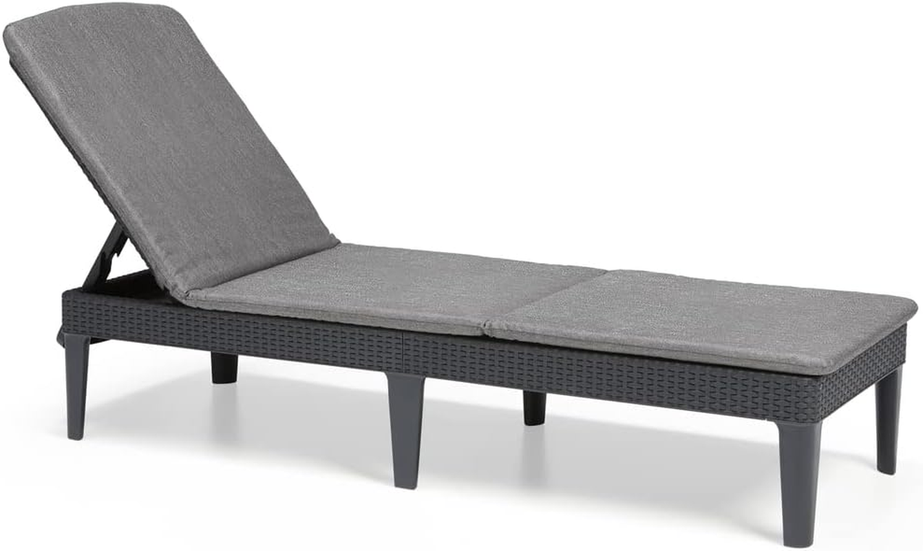 Keter 014 Jaipur 4 Positions Sun Lounger with Cushion, Graphite Gray/Cool Grey image number 2
