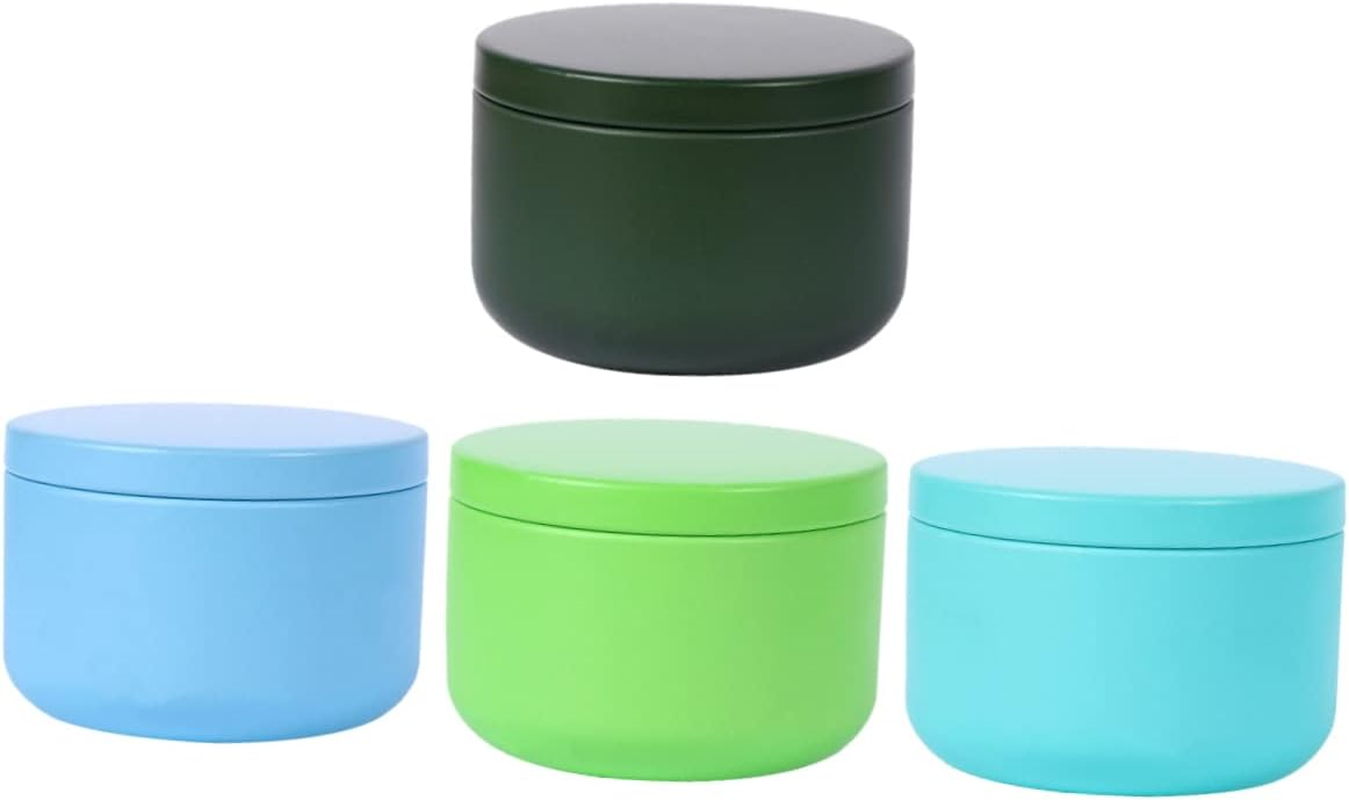 HAKIDZEL Mini round Tinplate Box with Lid, 4Pcs Small Metal Storage Tins for Tea, Coffee, Spice, Kitchen Canisters, Universal Mini Tin Container Set for Home Organization Random Color image number 6