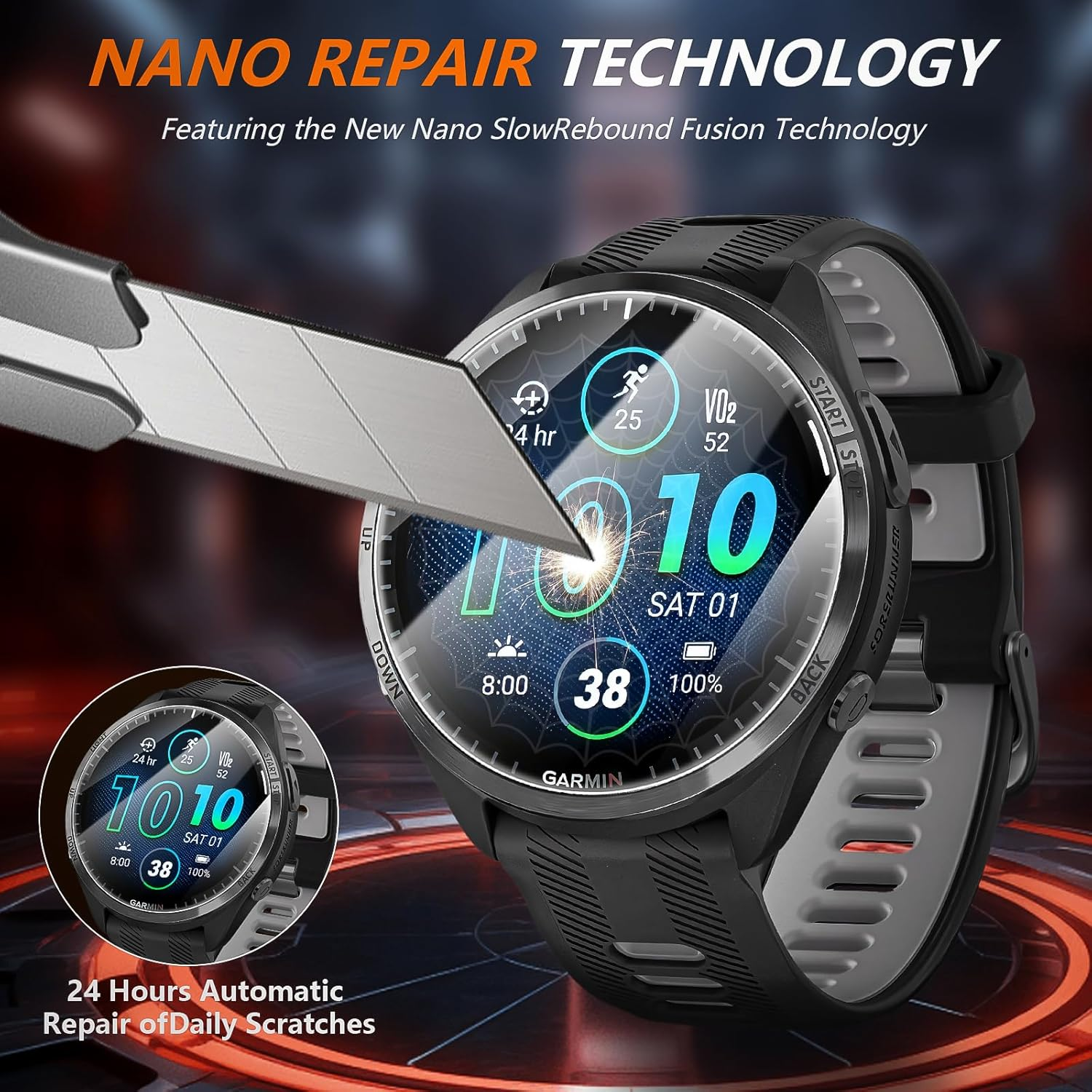 Suoman 6+2 Pack for Garmin Forerunner 965 Screen Protector, TPU High Definition Clear Protective Film(6)+ Silicone Anti-Dust Plugs(2), Full Coverage Flexible Anti-Scratch, No Bubble image number 5