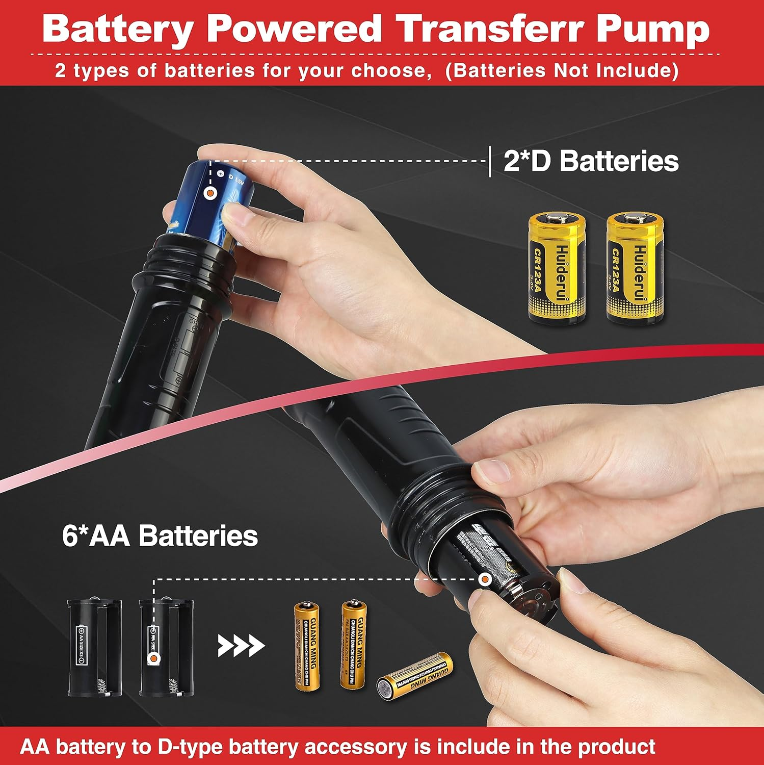 Portable Transfer Pump Battery Operated Electric Siphon Pump for Gas Fuel Diesel Transfer 3.5GPM Flow Oil Extractor - Ideal Gasoline Transfer Pump Easy to Use Hand Fuel Pump image number 1