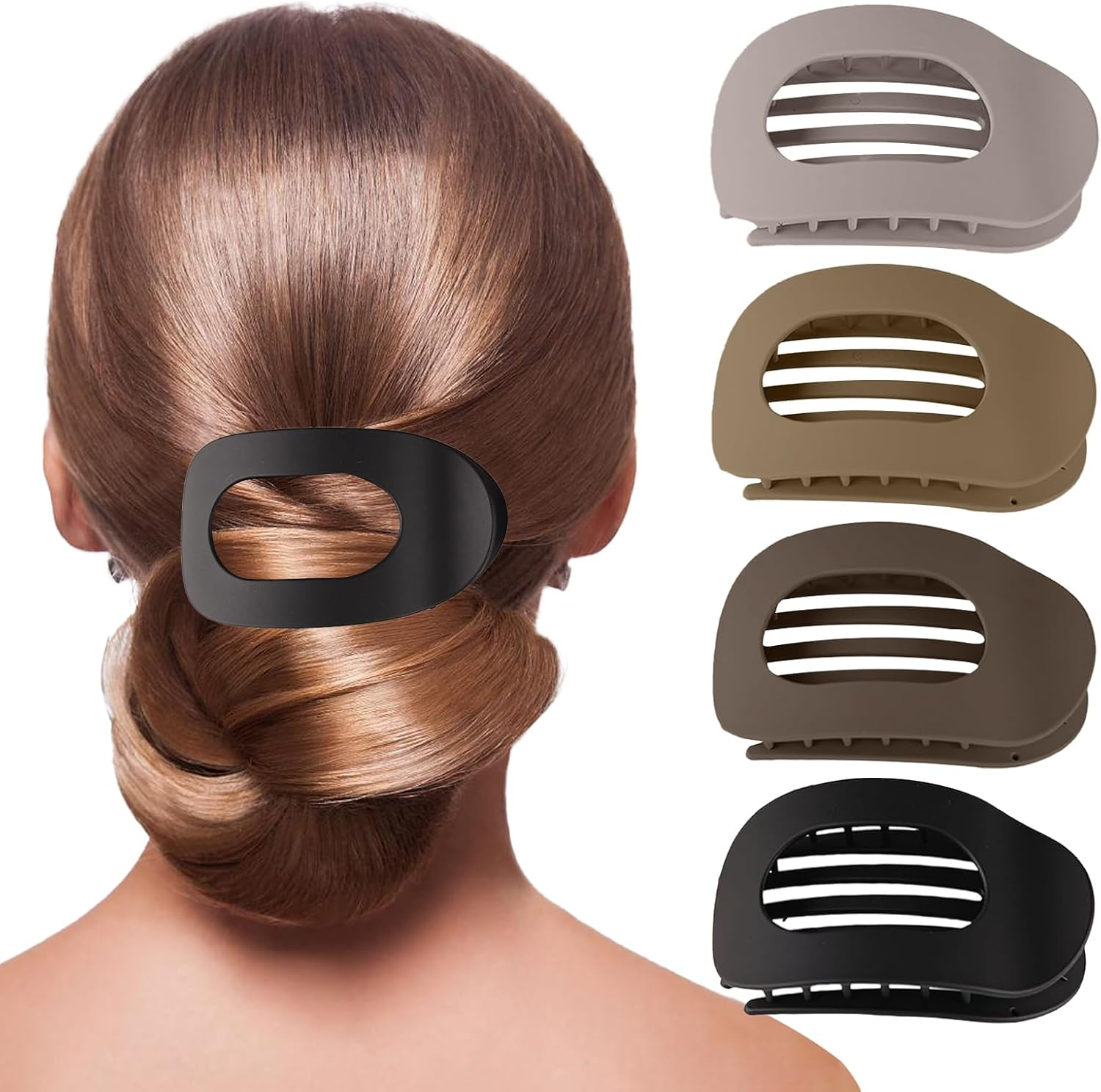 Tenalucy Set of 4 Hair Clips, Matte Hair Clips, Women'S Hair Claw Clips, Non-Slip Hair Clips for Women, French Hair Clips Set, Strong Hold, Plastic, French, Double Row Teeth (4 Colours) image number 2