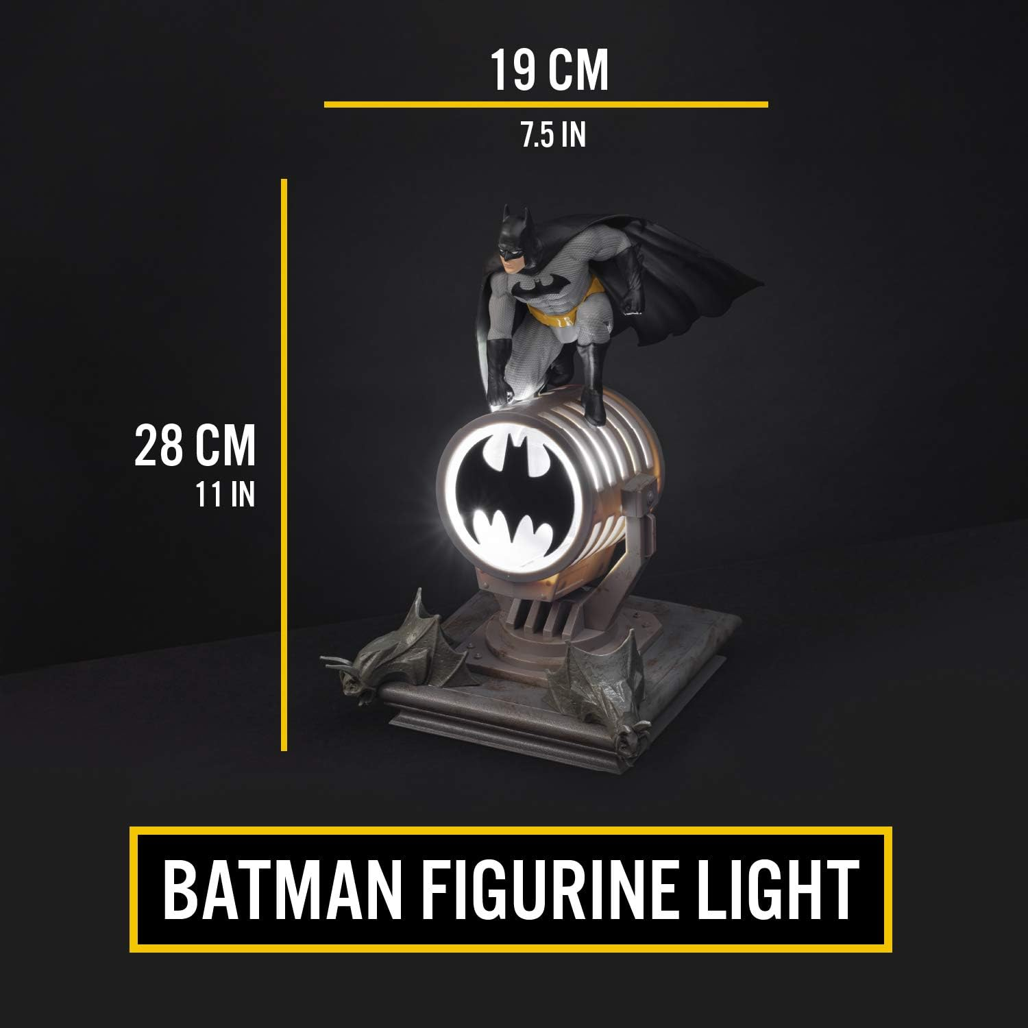 Paladone Batman Figurine Light - Officially Licensed DC Super Heroes Decor and Gift, Collectible Display Lamp Must Have for DC Comic Fans, USB Powered 27&rdquo; LED Light