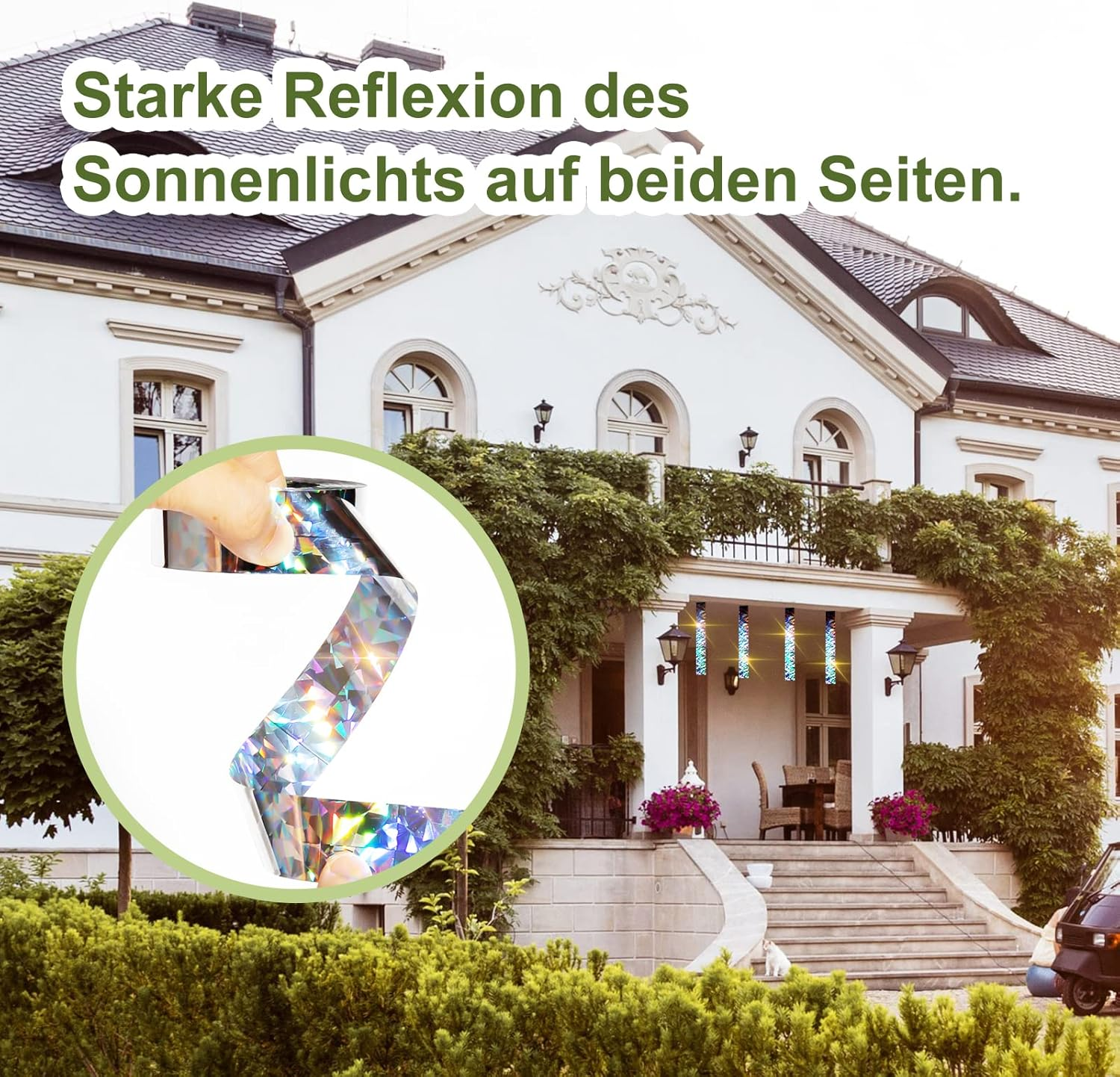 OFFO Bird Reflective Tape, 200M(660Feet) Bird Scare Tape Pigeon Deterrent Dual Sided Scare Tape 2.5Cm(1 Inch) for Garden, Farm, Orchard or Courtyard image number 4