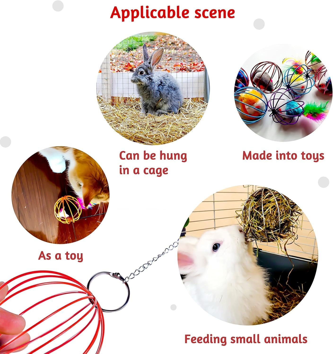 Stainless Steel Rabbit Hay Feeder Ball, 2-Pack, 6Cm, 6Cl, Interactive Toy, Portion Control