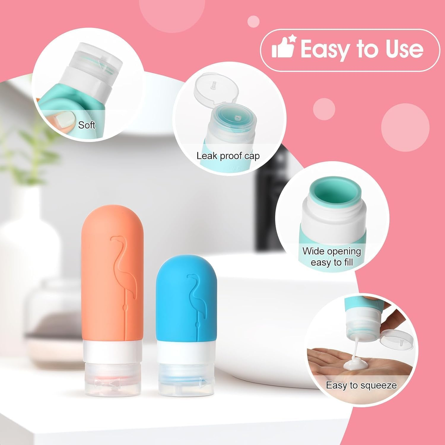 OSYLICT 17 Pack Travel Bottles Set,Squeezable Silicone Travel Bottles for Toiletries,Empty Refillable Leak Proof Containers Kit for Shampoo Conditioner Shower Gel Liquid Lotion.Labels Includes image number 6