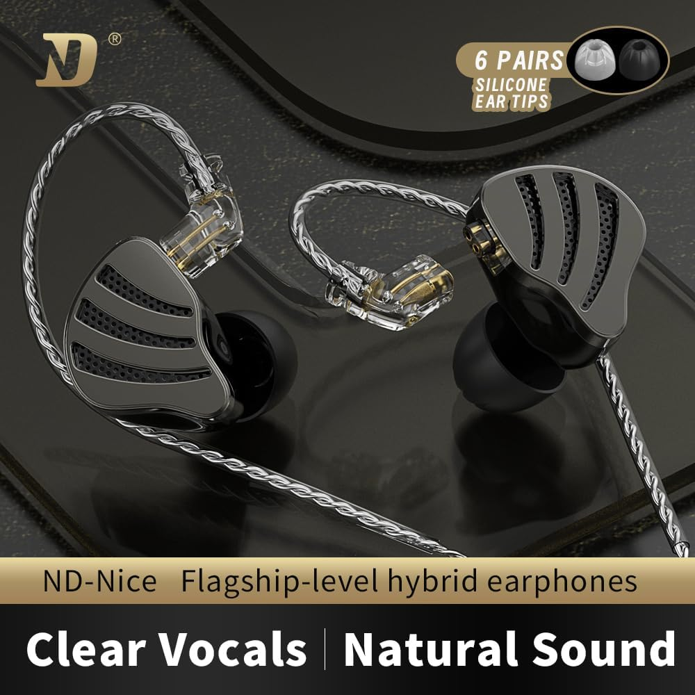 Hifi Kingdom Nd-Nice Hybrid (1DD+1BA) Wired In-Ear Monitor Black with Mic image number 4