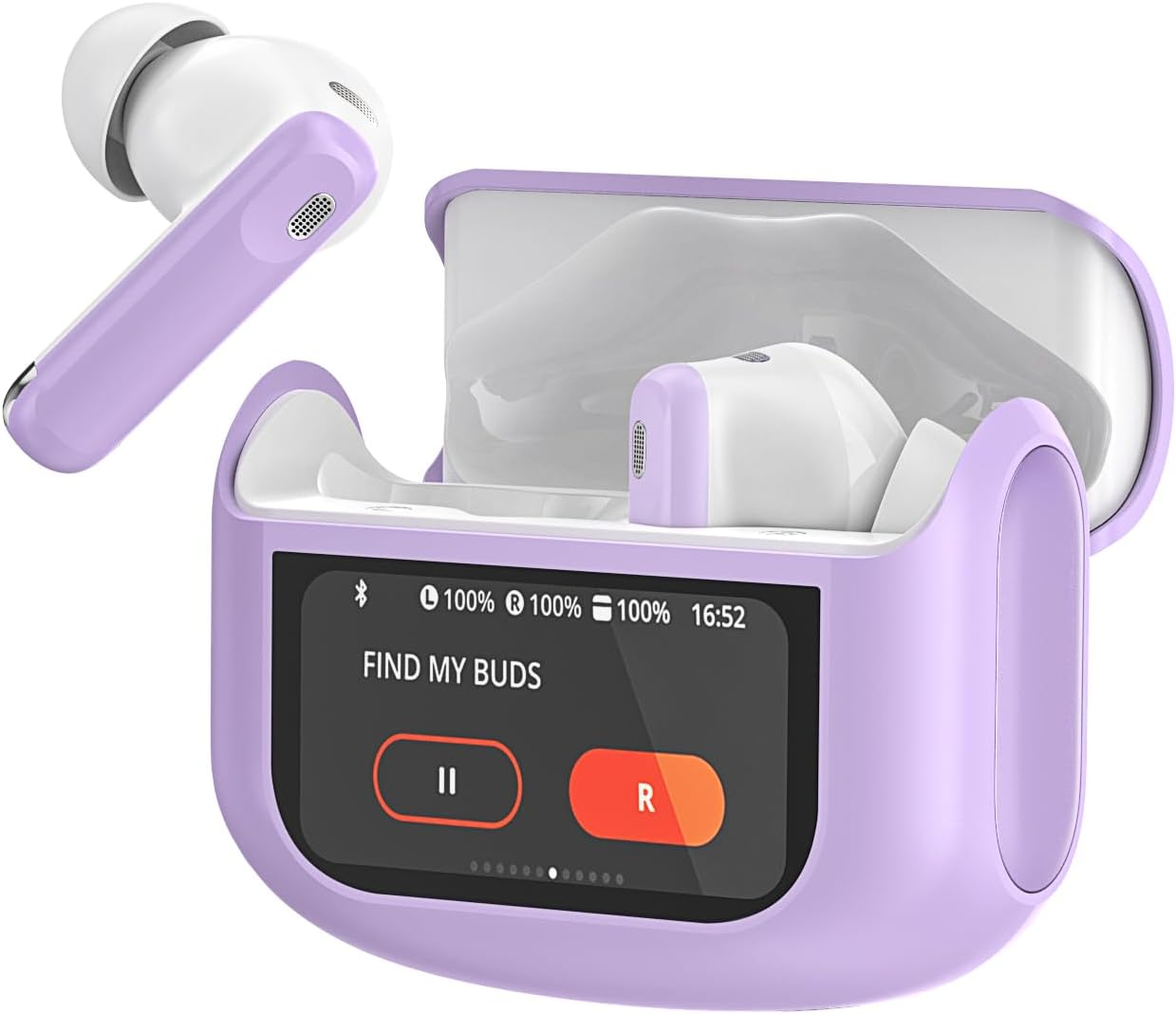 Thunelec Touchscreen Headphones, 48 Hours Immersive Deep Bass Earbuds Black Purple image number 5