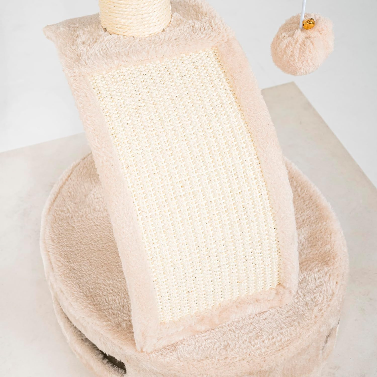 CASA Basics Cat Tree Tower, 58Cm Height, Plush Platform with Scratching Post and Dangling Ball (Beige)