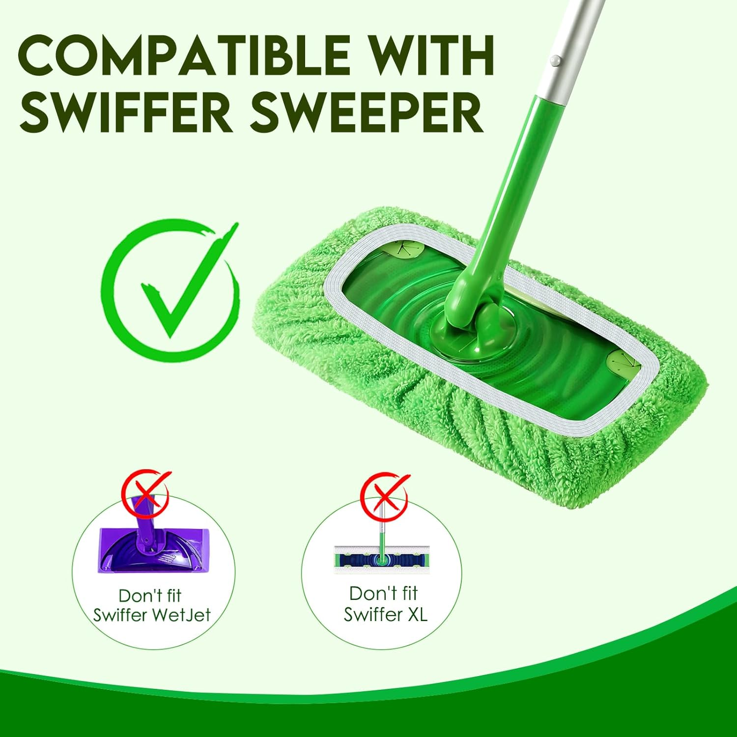 Reusable Wet Pads for Swiffer Sweeper Mop - Dry Sweeping Cloths & Wet Mopping Cloths for Household Cleaning - Washable Microfiber Pads for Mopping Floors - 6 Pack (Mop Is Not Included) image number 2