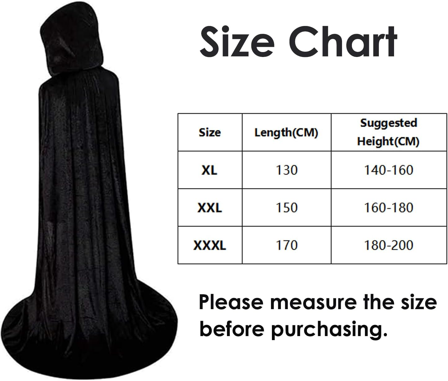 AUTOWT Adults Hooded Cloak Velvet Cape, Long Full Length Cloak, Grim Vampire Witch Wizard Capes, Lightweight Dress up Overcoat Costume for Unisex Carnival Halloween Cosplay Masquerade image number 2