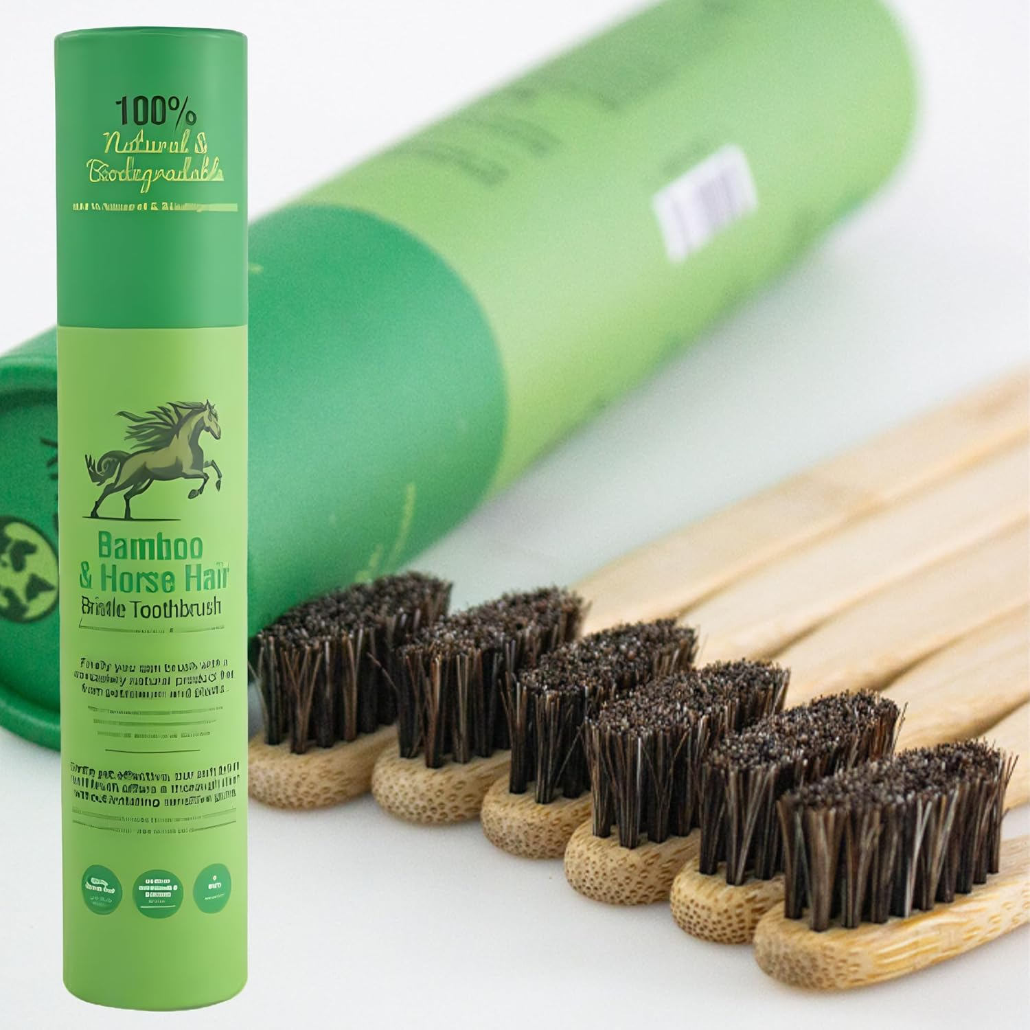Gaia Guy Soft Natural Bristle Bamboo Toothbrush (NO Nylon - Horsehair ONLY) - Totally Compostable & Biodegradable Soft Horse Hair Bristle and Bamboo Toothbrushes - Zero Waste - 6-Pack image number 6