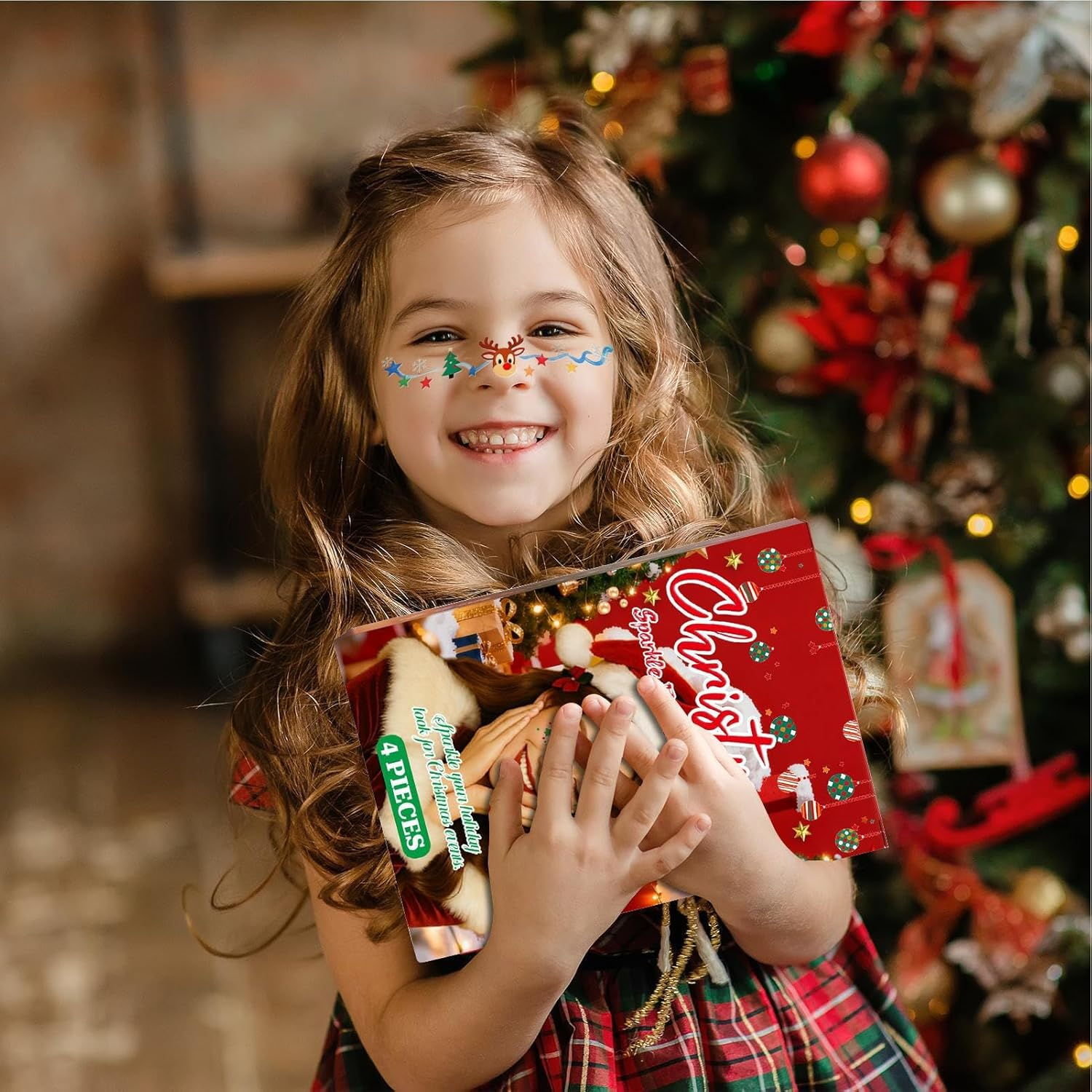 4-Piece Christmas Glitter Freckle Waterproof Face Gems Pre-Designed Shapes Gentle Adhesive Easy Water Removal for Girls Teens Holiday Party Festival Cosplay Celebration Event Masquerade image number 6