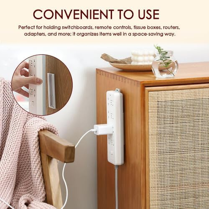 4 Pack Sticker Hanger Panel Self Adhesive Holder Socket Fixer Extension Cable Organizer Socket Power Strip Holder Pasting for Router, Remote Control image number 1